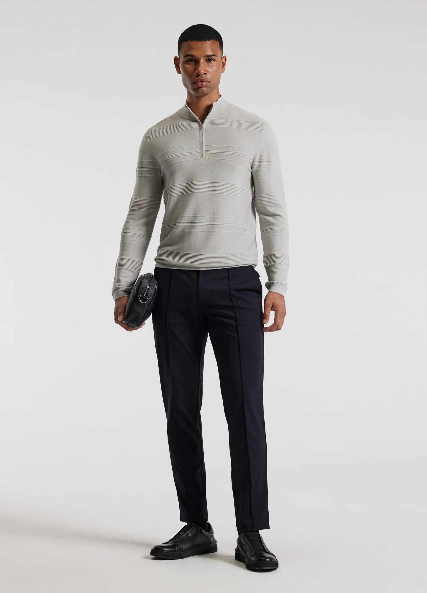 Quarter Zip Sweater Silver - Image 2