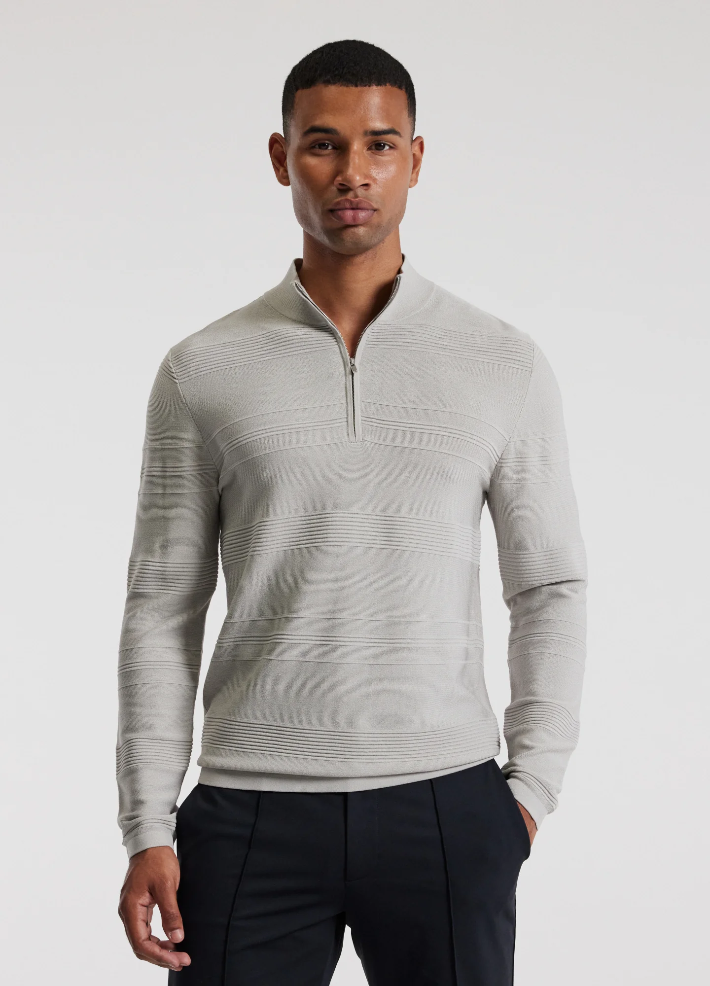Quarter Zip Sweater Silver - Image 3