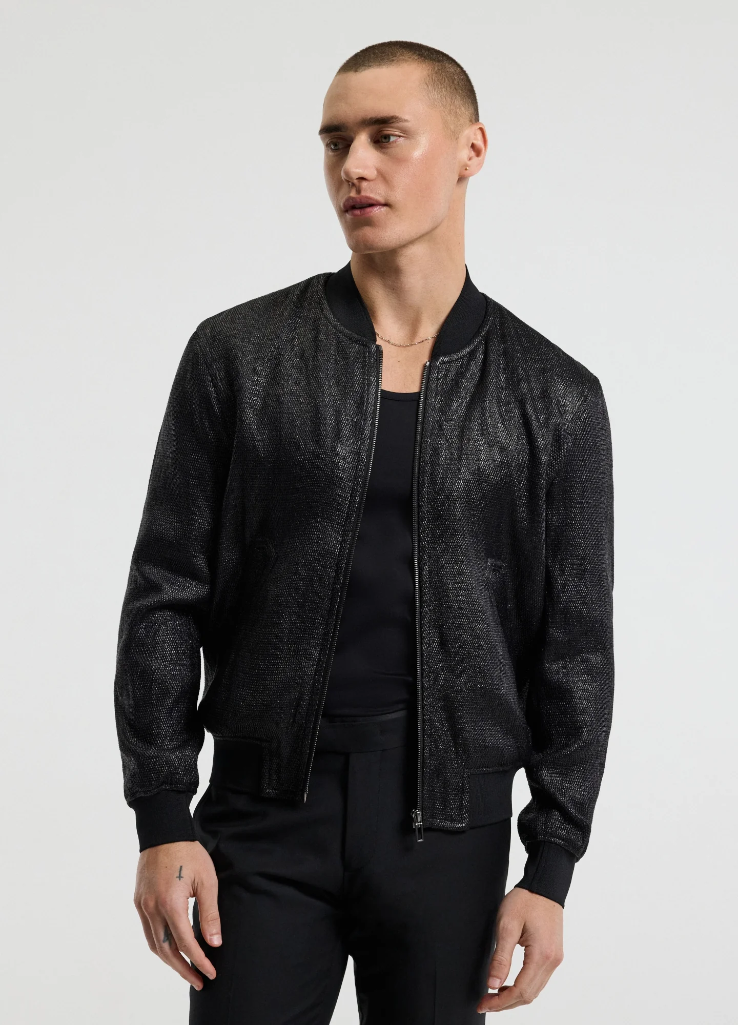 Raffia Bomber Jacket Black - Image 3