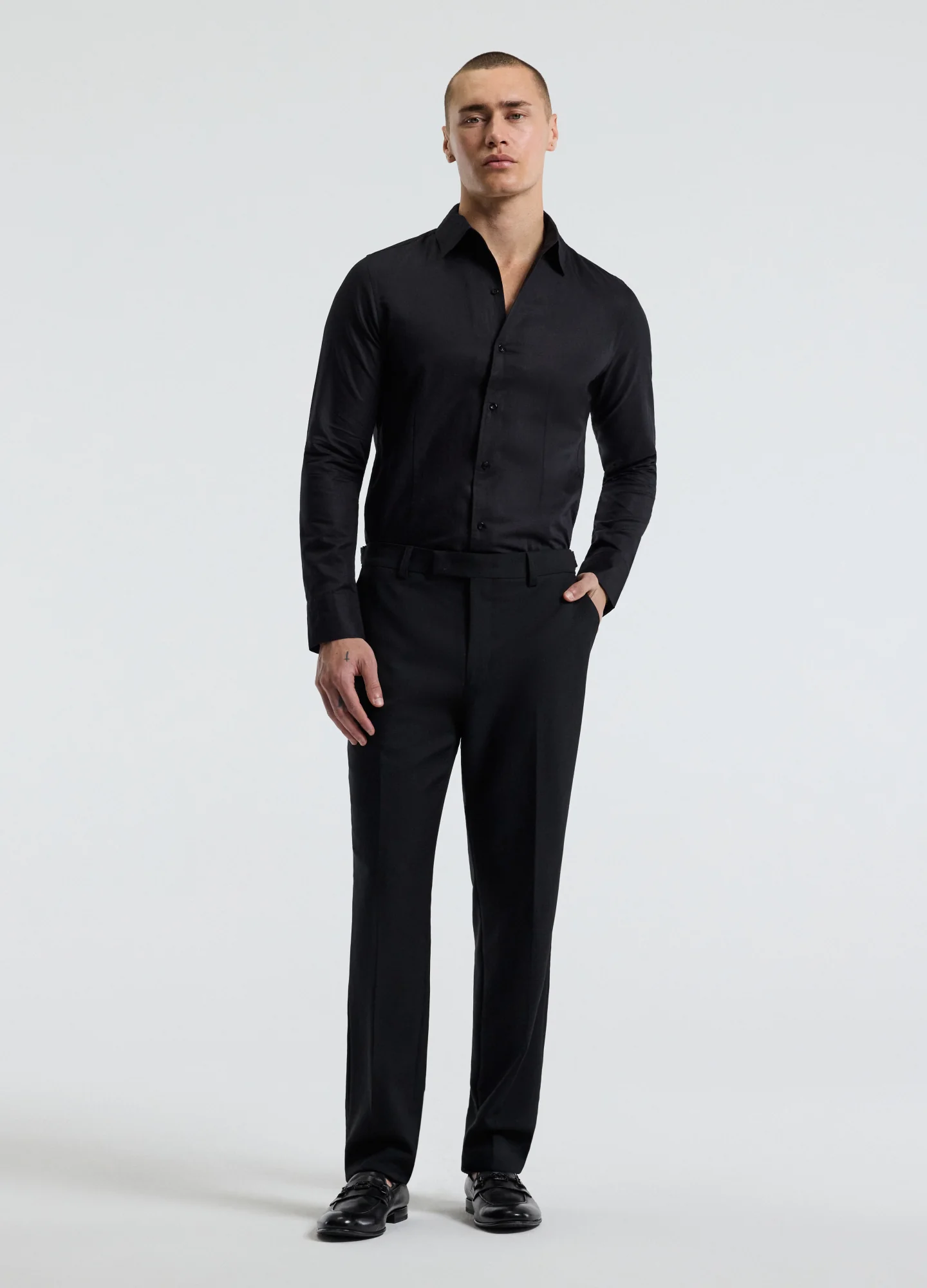 Tailored Cotton Linen Shirt Black - Image 2