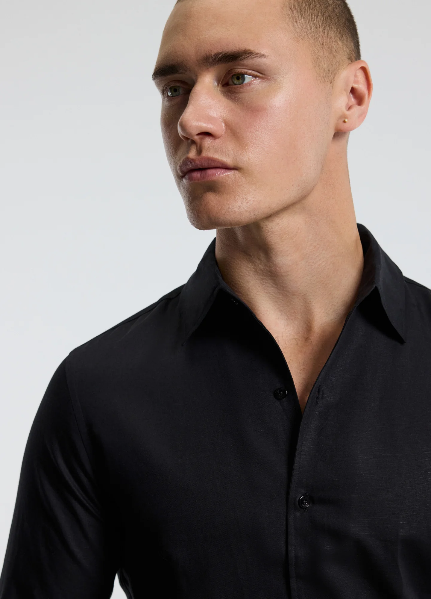 Tailored Cotton Linen Shirt Black - Image 4