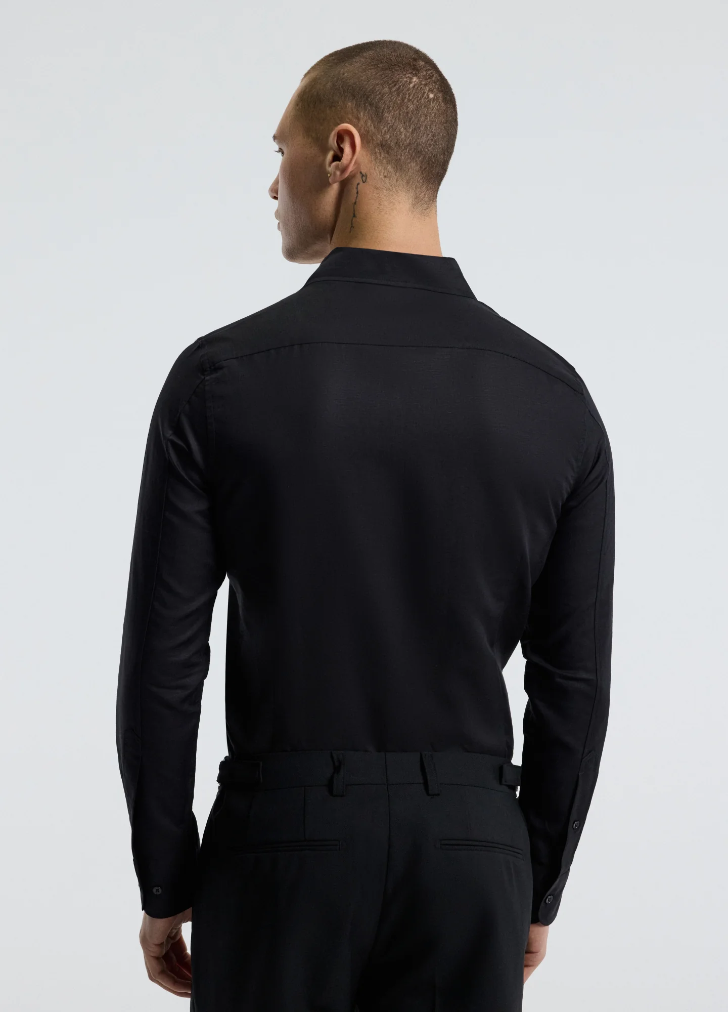 Tailored Cotton Linen Shirt Black - Image 5