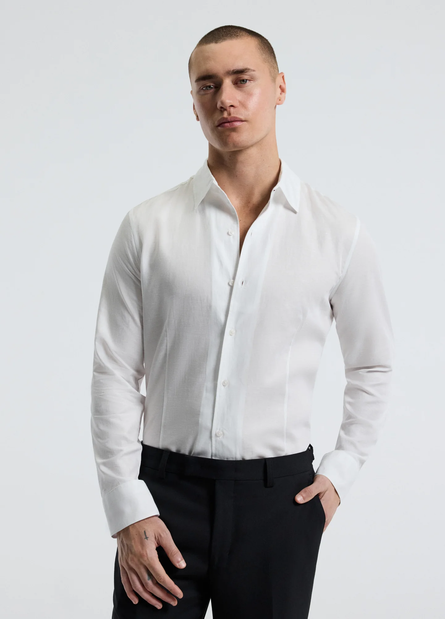 Tailored Cotton Linen Shirt White - Image 3