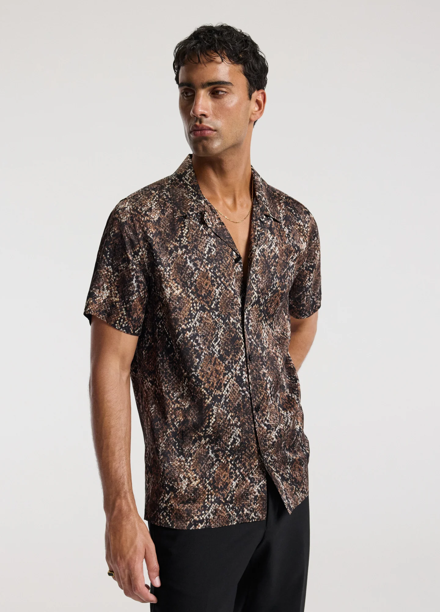 Relaxed Camp Collar Shirt Chocolate - Image 3