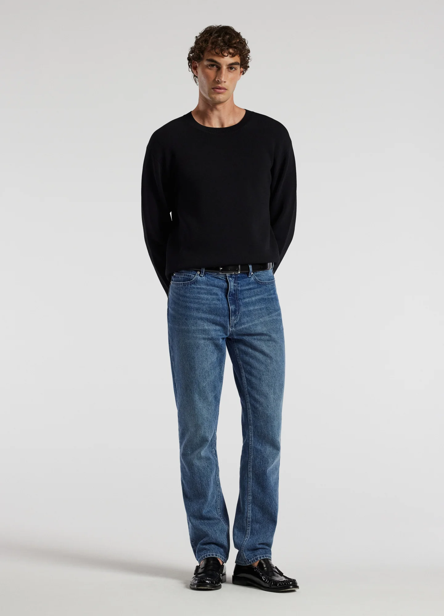 Relaxed Crew Neck Sweater Black - Image 2