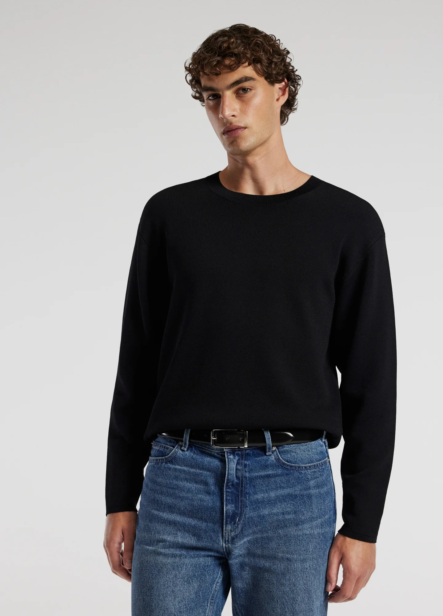 Relaxed Crew Neck Sweater Black - Image 3