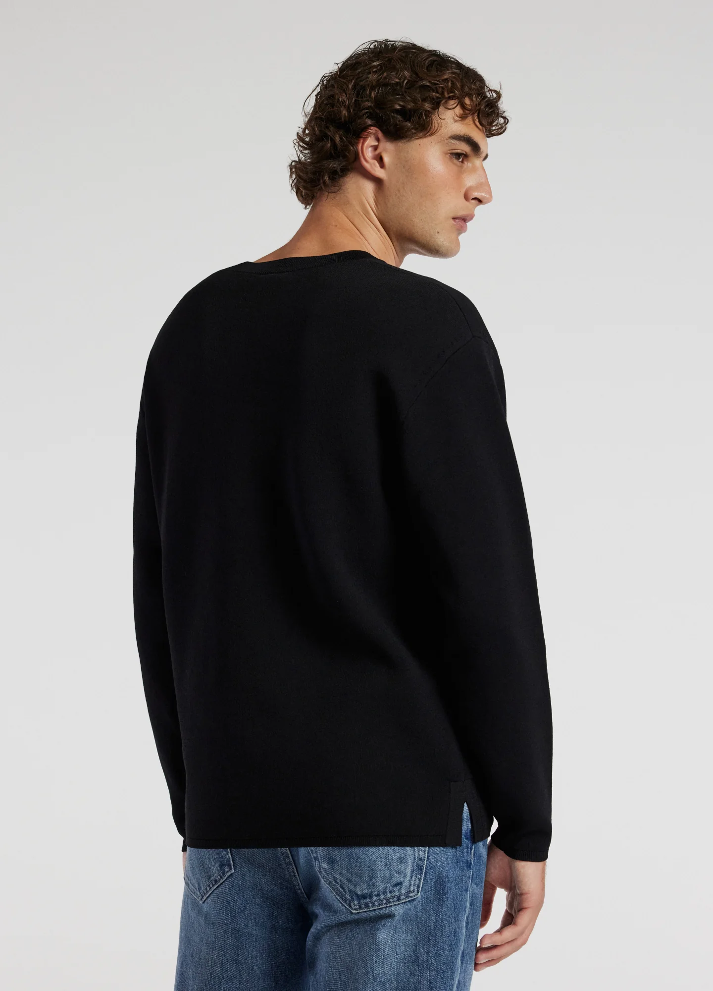 Relaxed Crew Neck Sweater Black - Image 5
