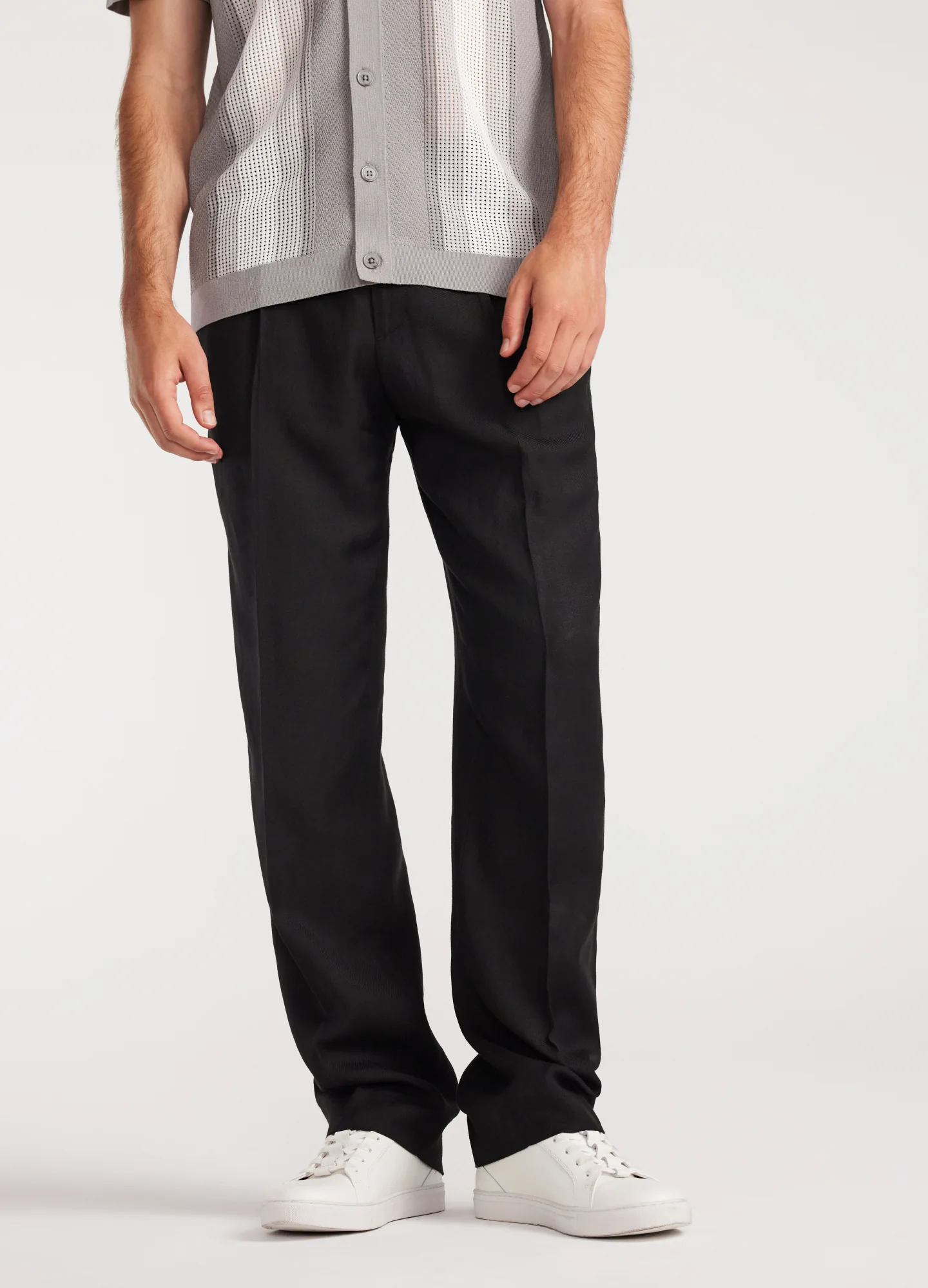 Relaxed Pleated Soft Pants Black - Image 3