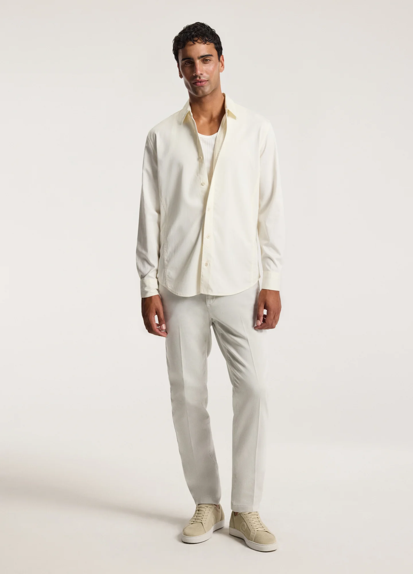 Relaxed Stitch Detail Overshirt Cream - Image 3