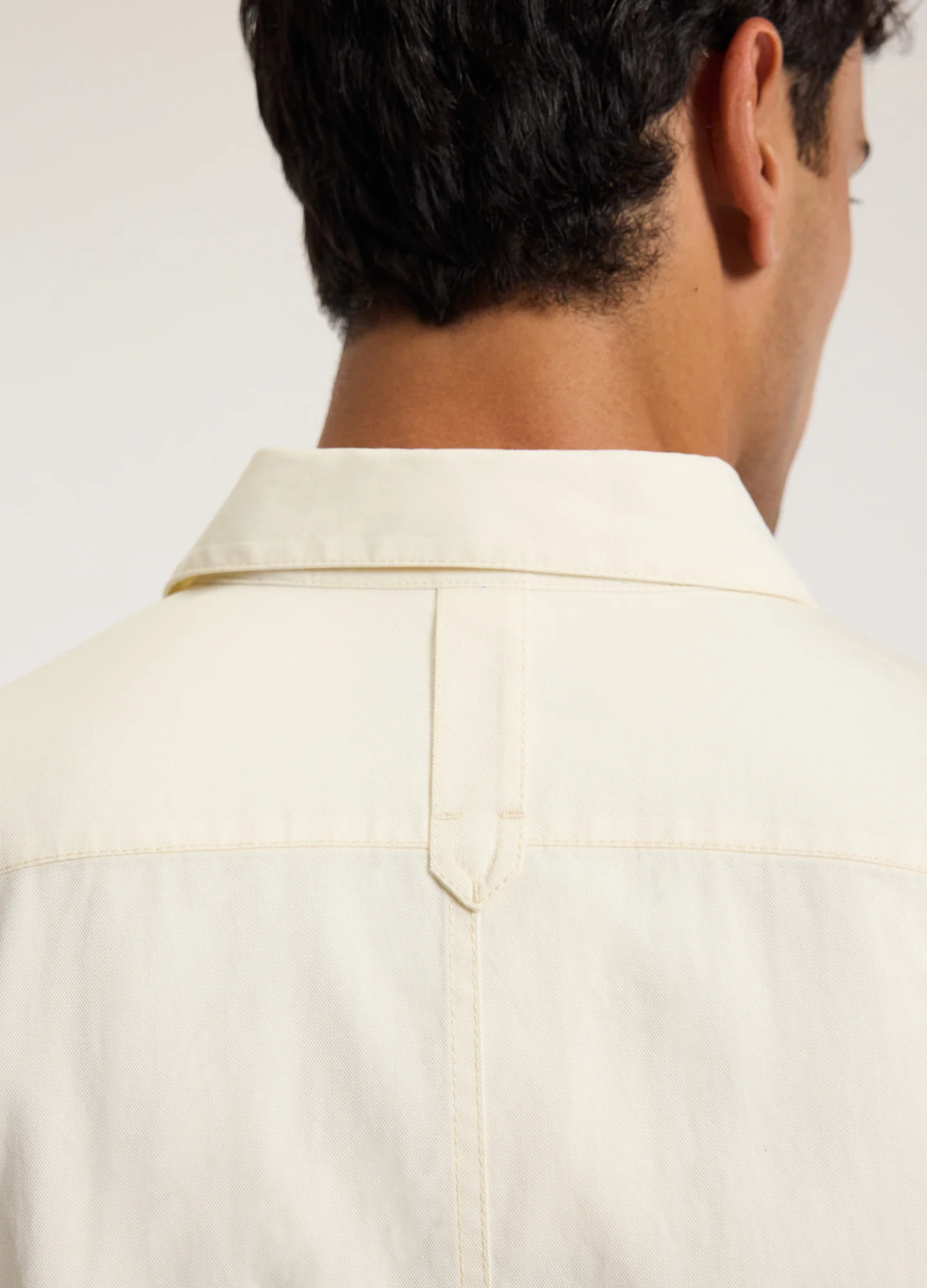 Relaxed Stitch Detail Overshirt Cream - Image 4