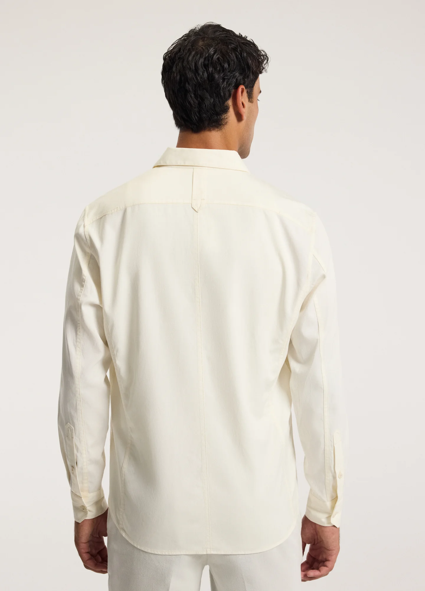 Relaxed Stitch Detail Overshirt Cream - Image 5