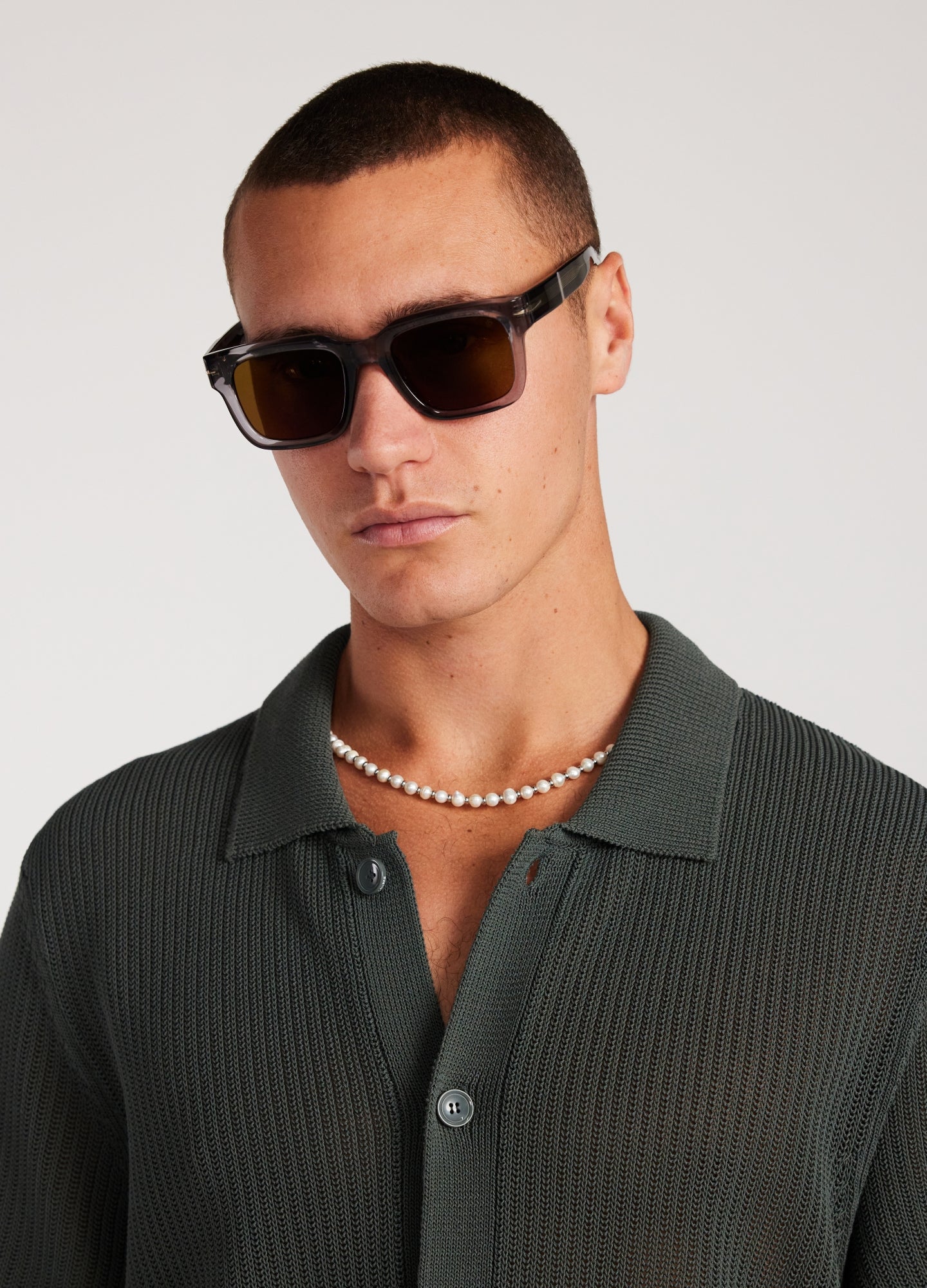 Relaxed Textured Knit Shirt Pine Green - Image 4