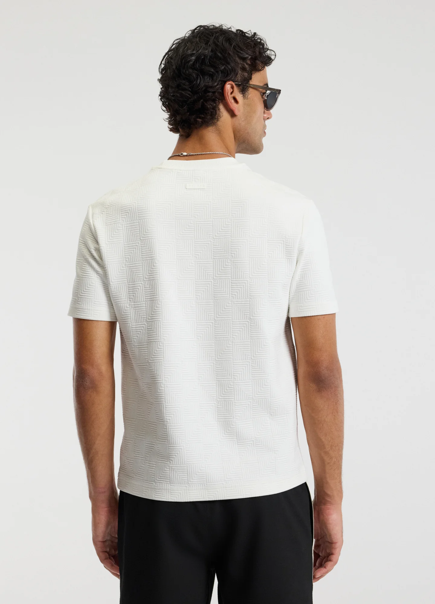 Relaxed Textured T-shirt Ivory - Image 4