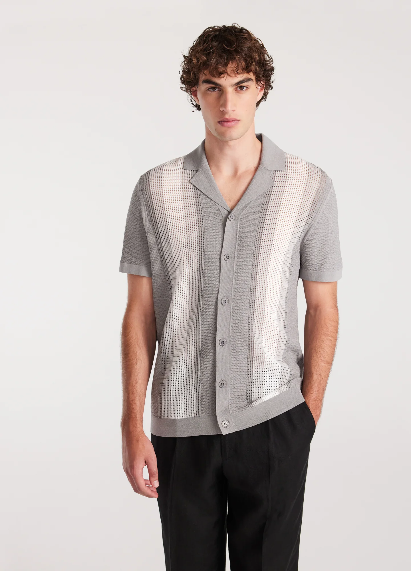 Retro Stripe Knit Shirt Ash - Image 3