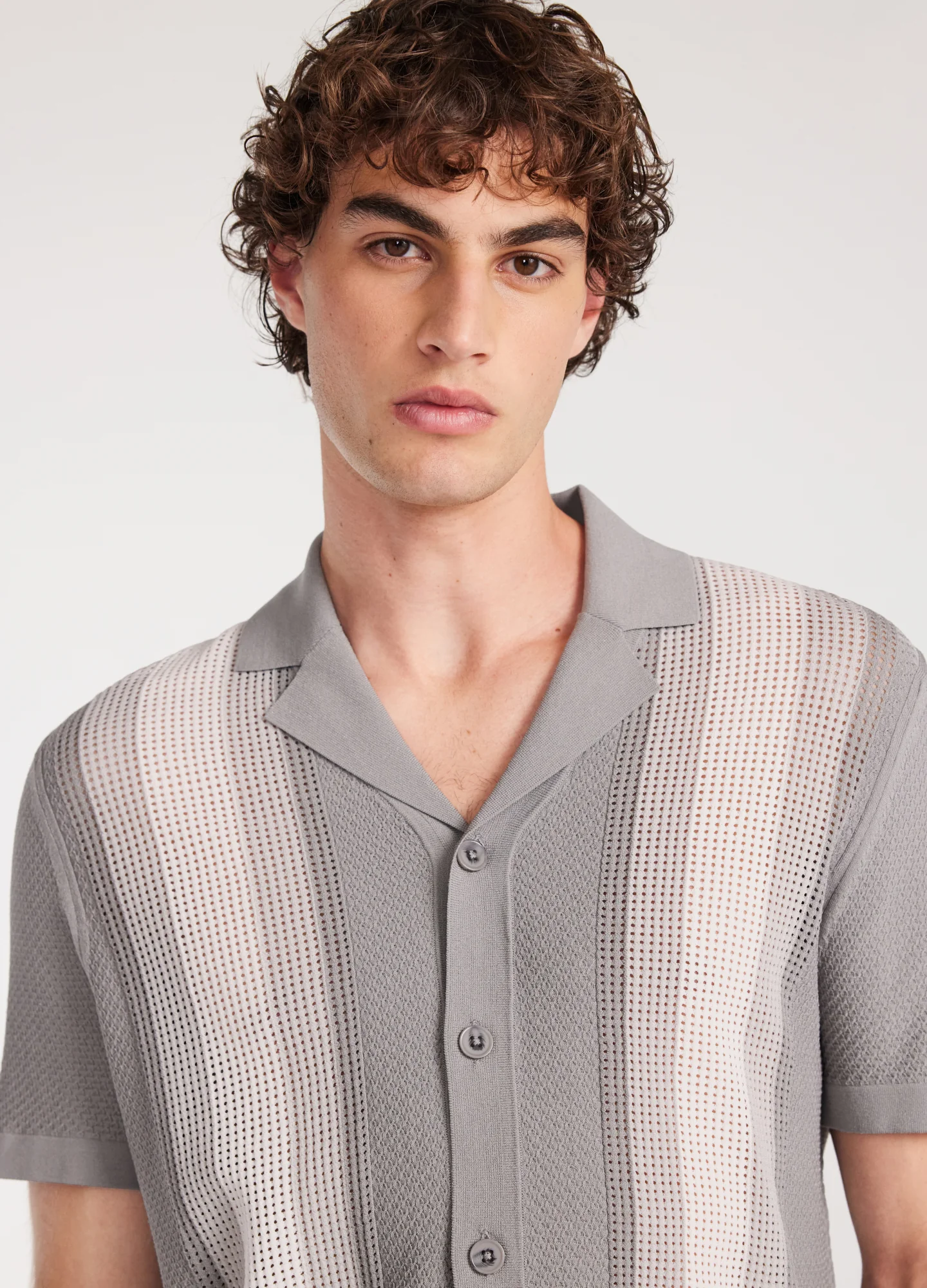Retro Stripe Knit Shirt Ash - Image 4