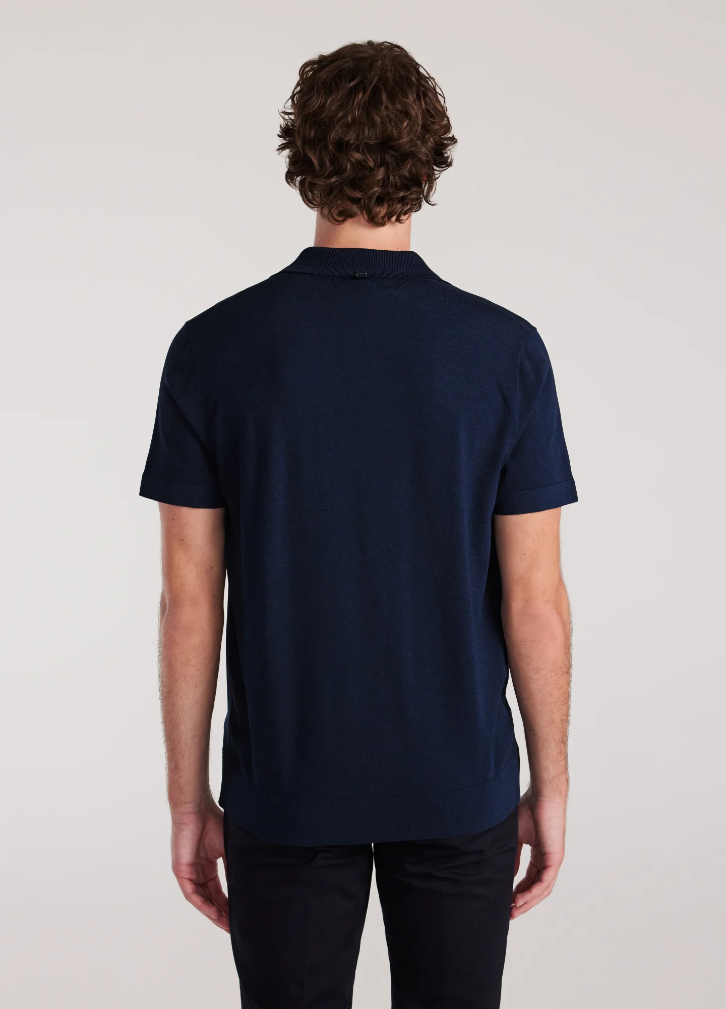 Rib Collar Tech Knit Polo Delft Blue - Image 5