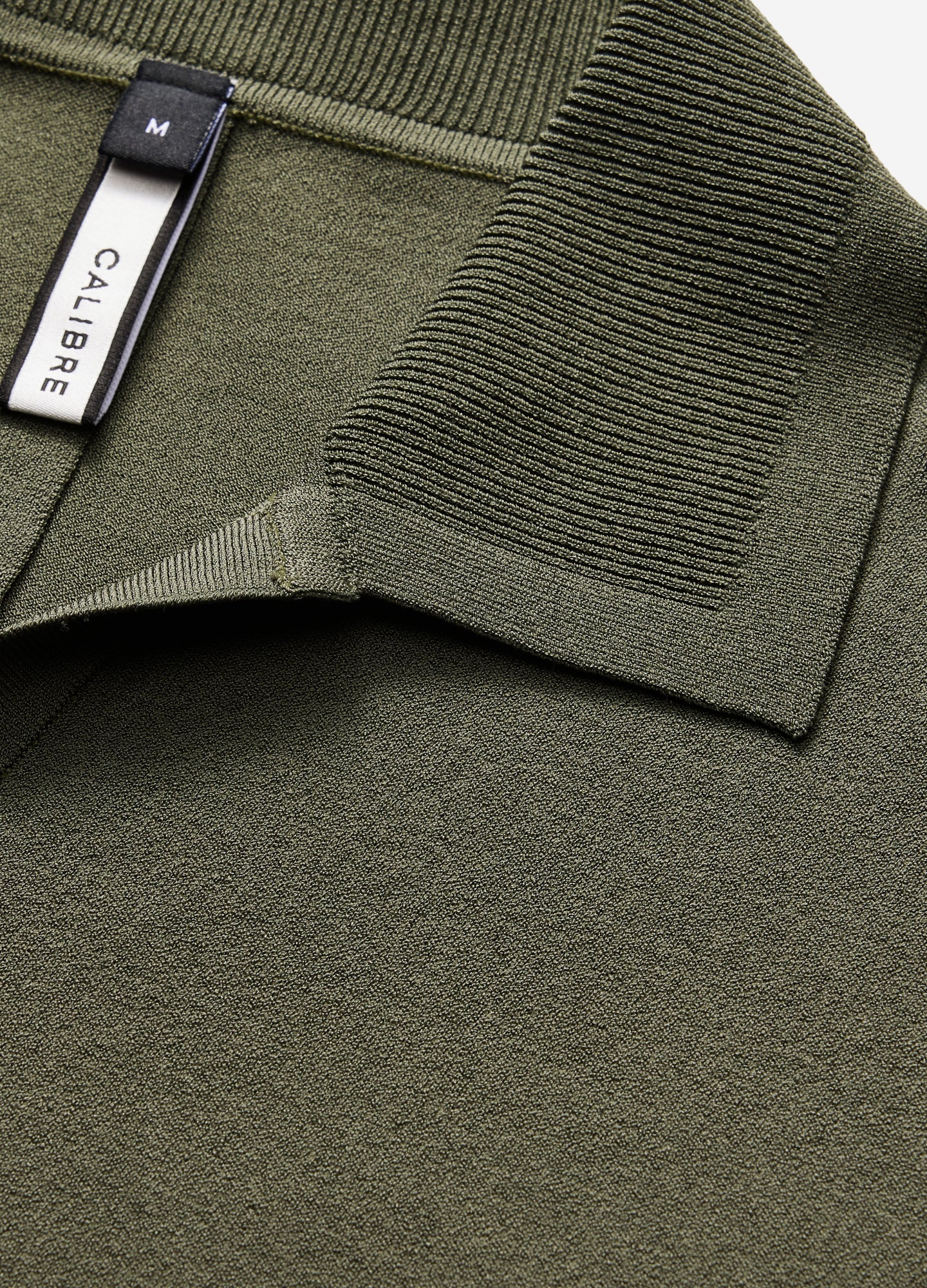 Rib Collar Tech Knit Polo Light Khaki - Image 6