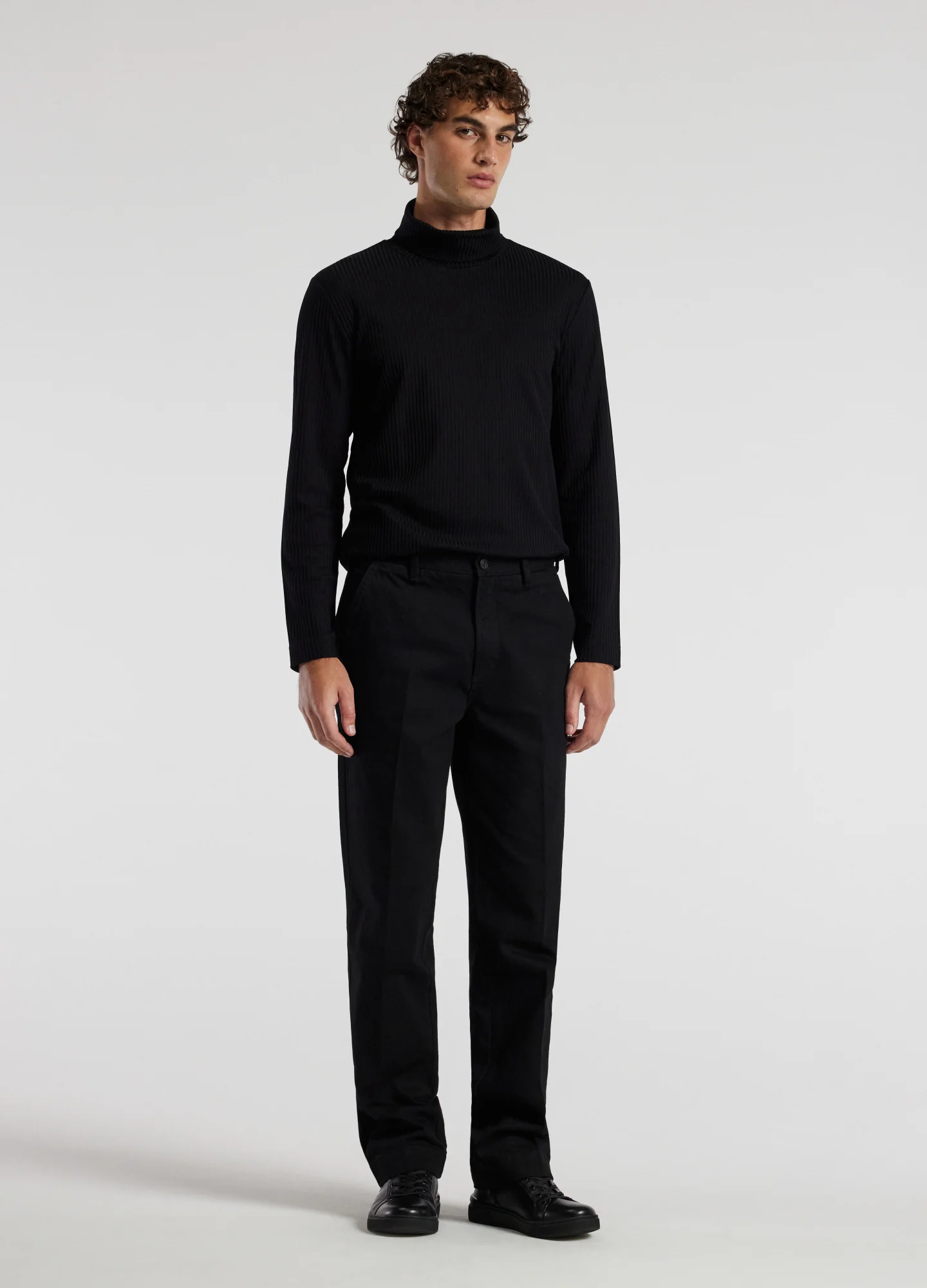 Ribbed Roll Neck Top Black - Image 2