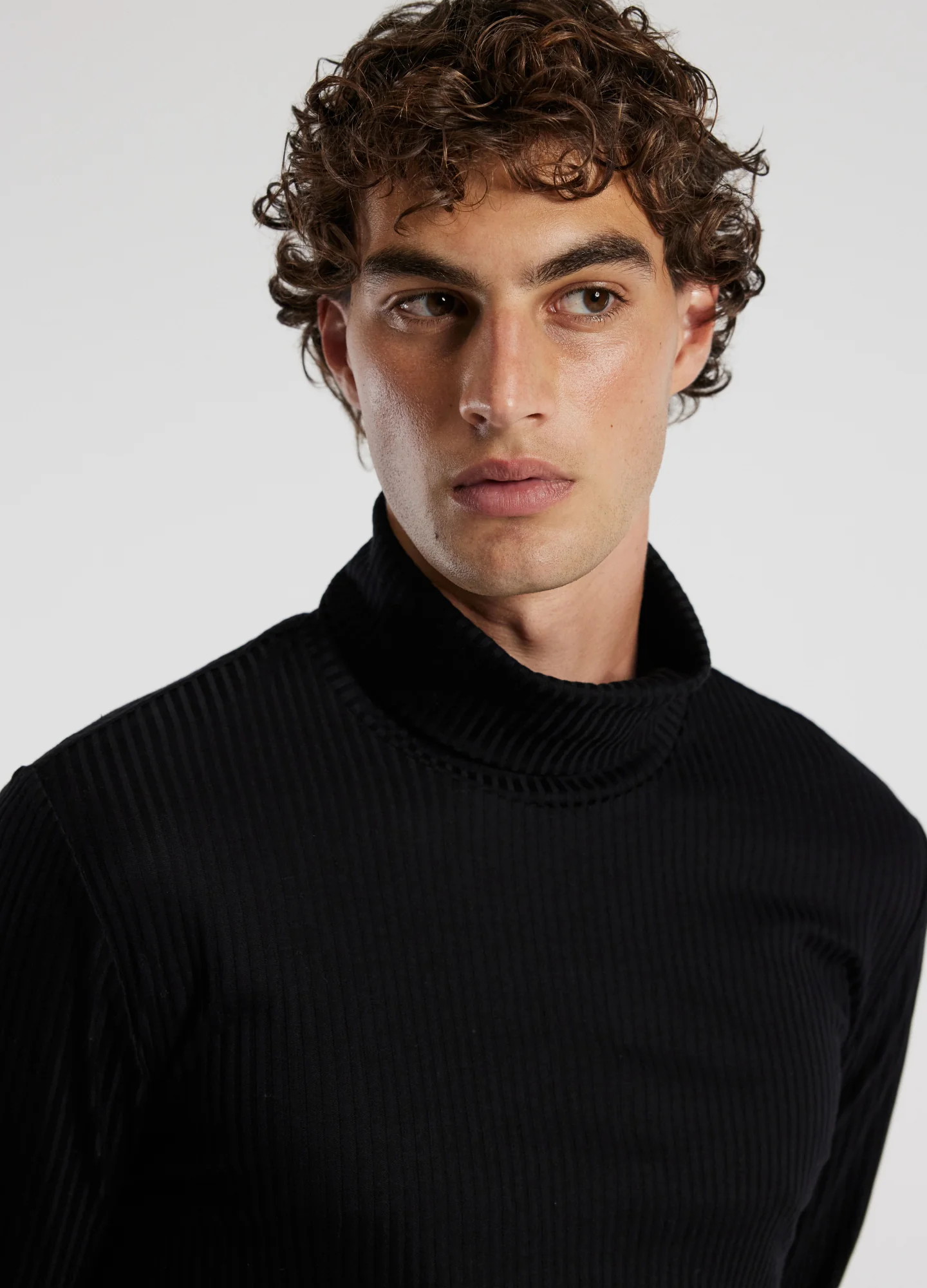 Ribbed Roll Neck Top Black - Image 4