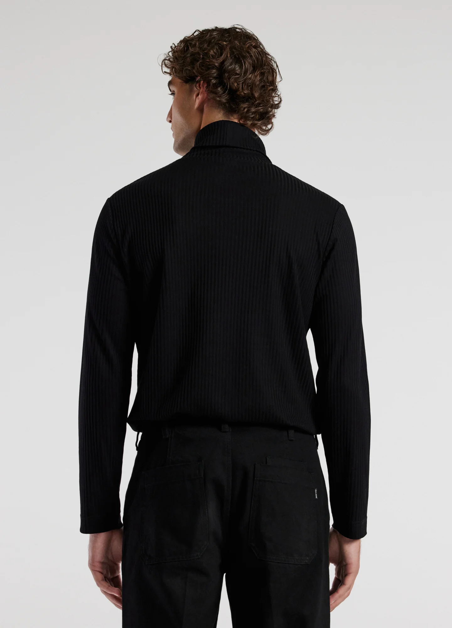 Ribbed Roll Neck Top Black - Image 5