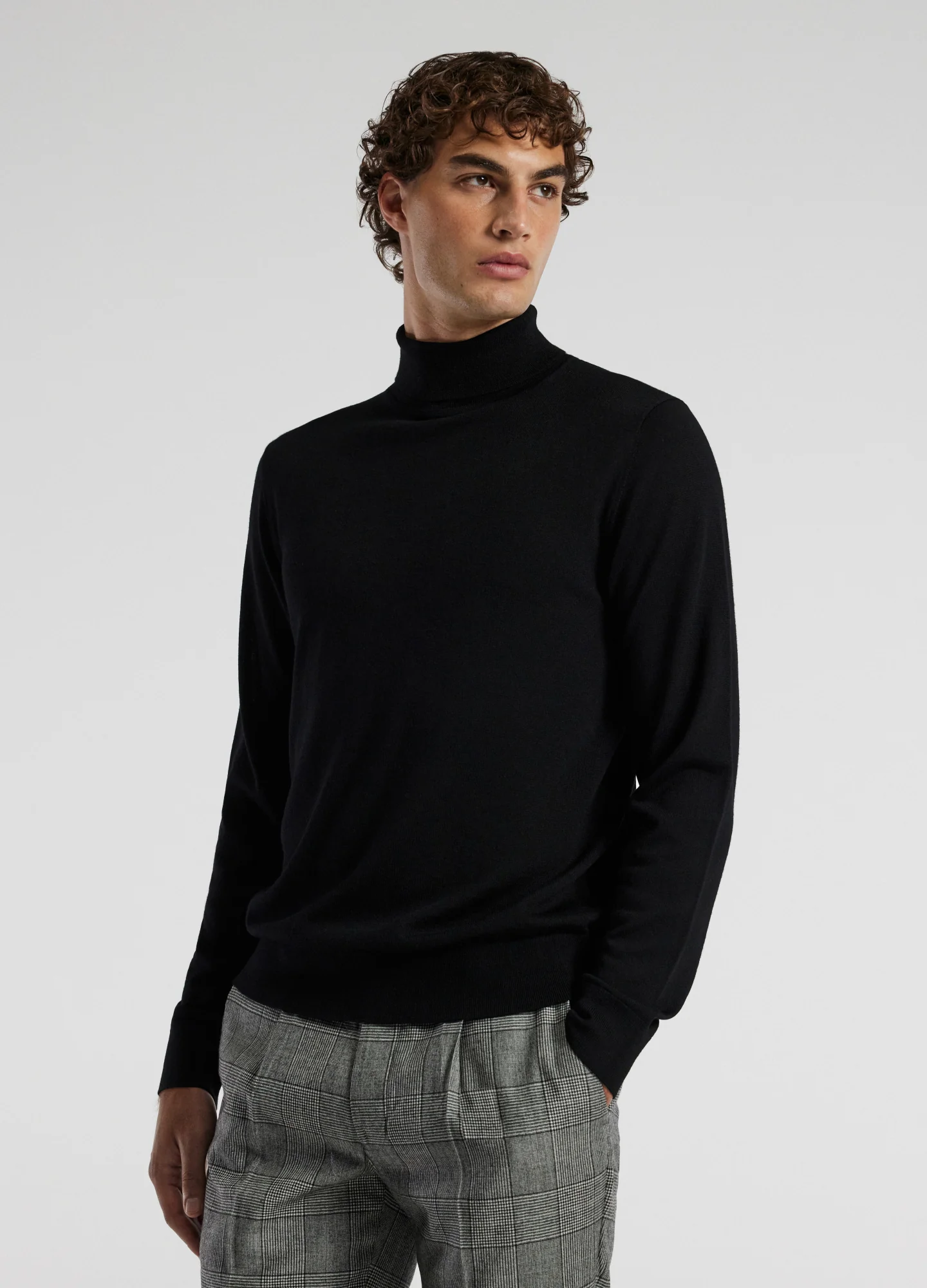 Roll Neck Merino Sweater Black - Image 3