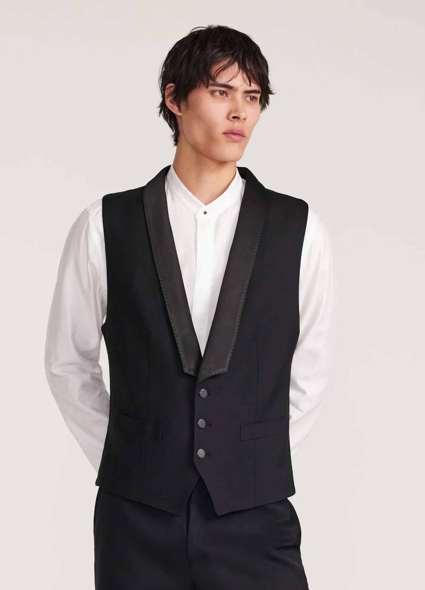 Satin Lapel Waistcoat Black - Image 3