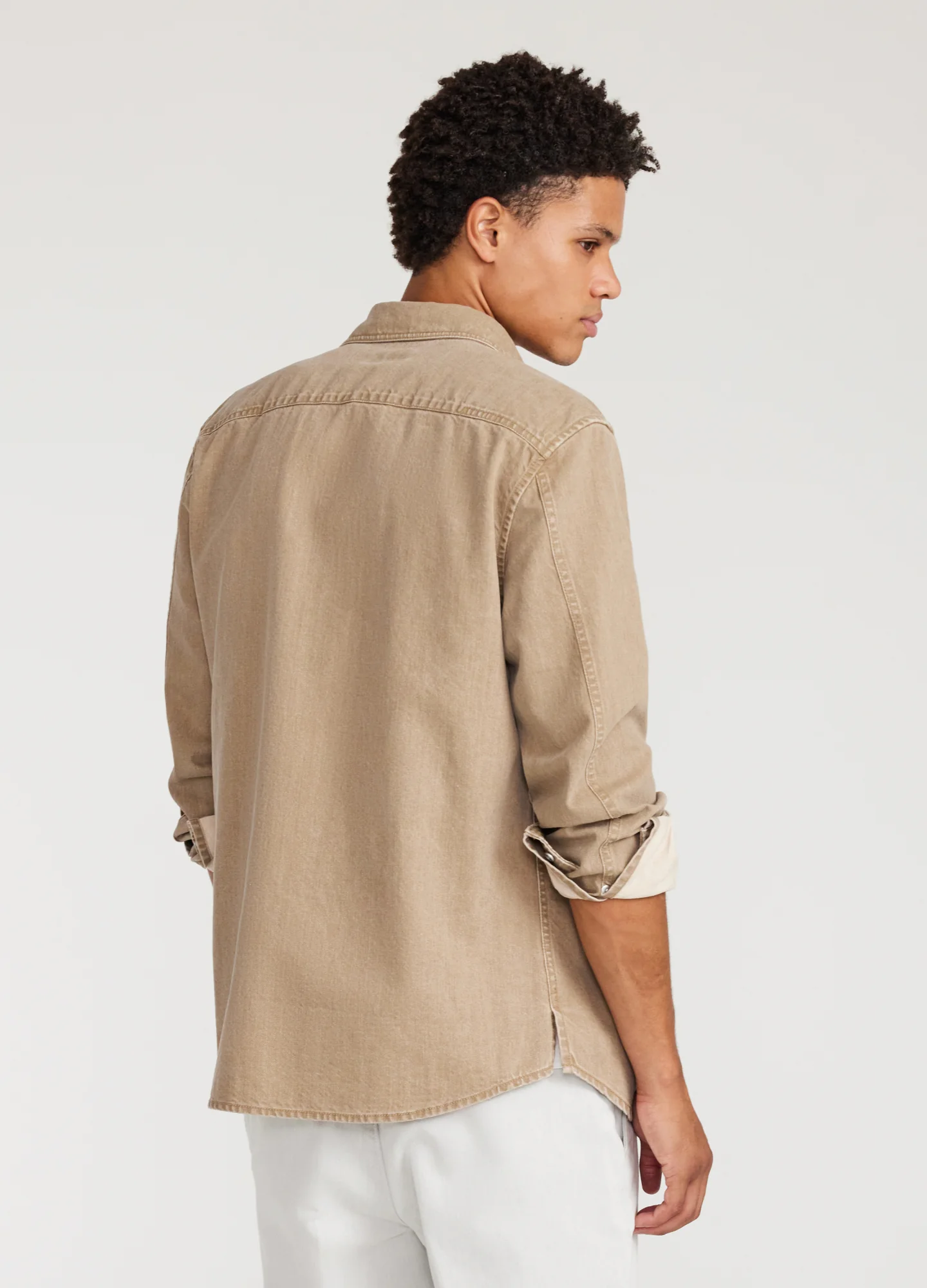 Seam Detail Denim Shirt Putty - Image 5