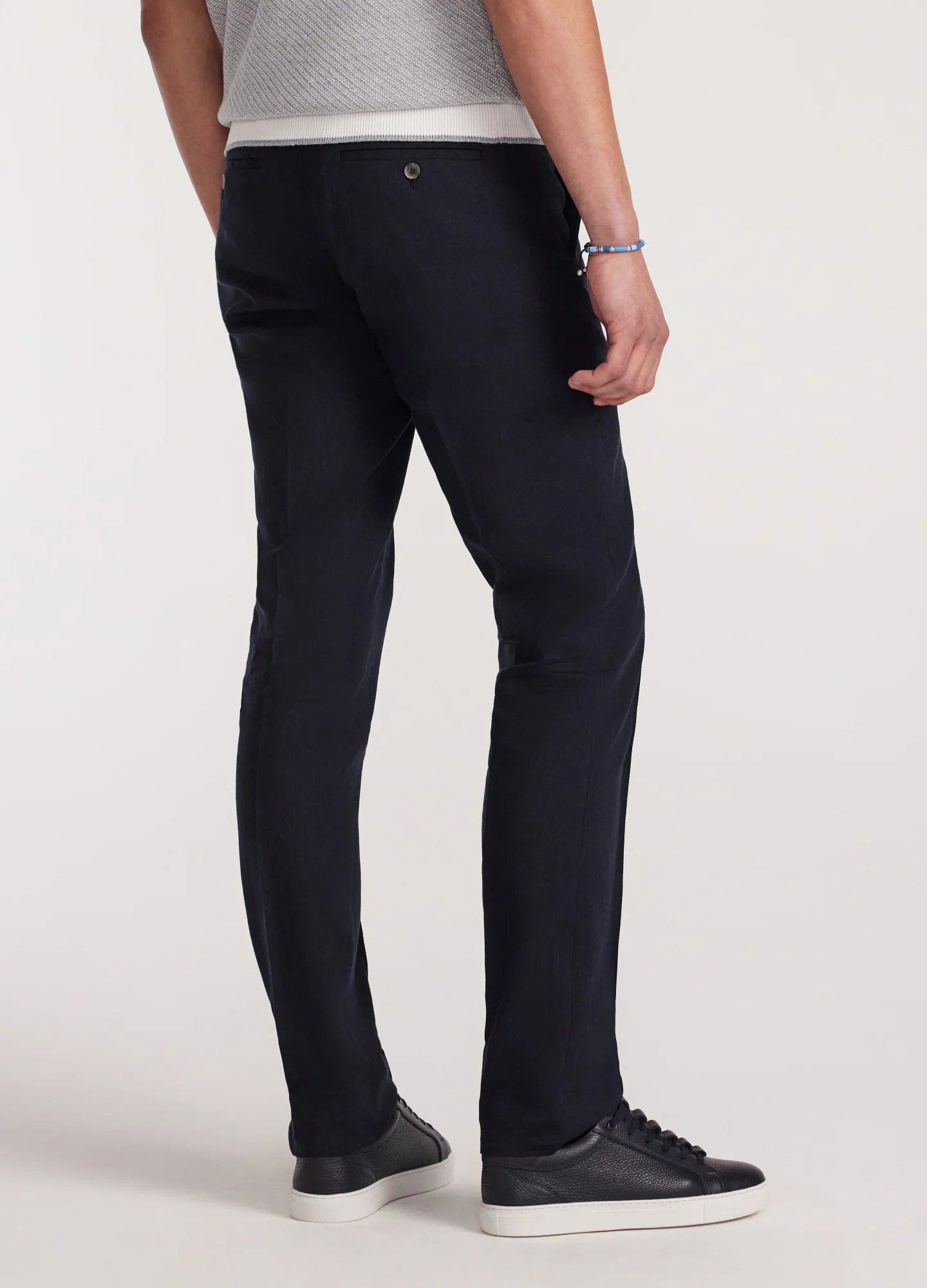 Seam Linen Cotton Crepe Pants Navy - Image 5