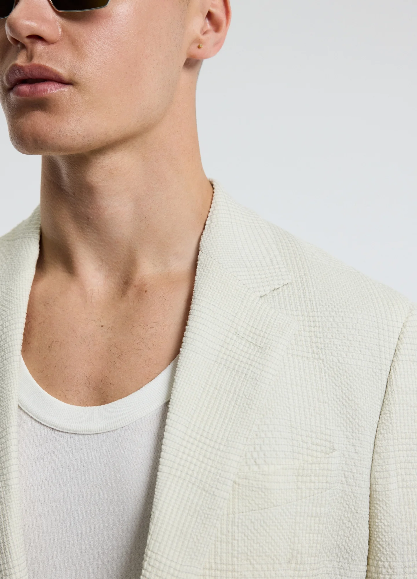 Seersucker Check Blazer Stone - Image 5