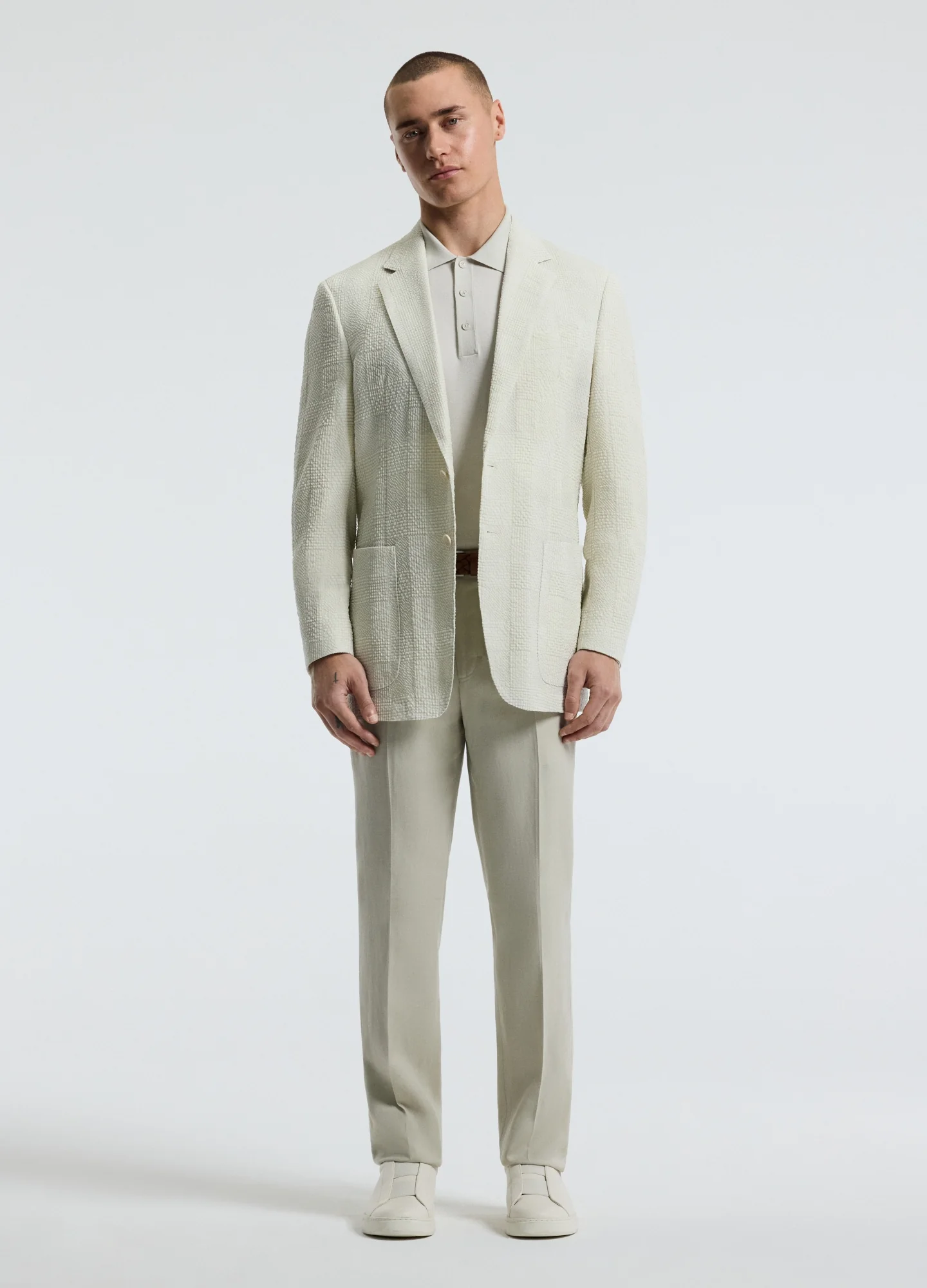 Seersucker Check Blazer Stone - Image 7