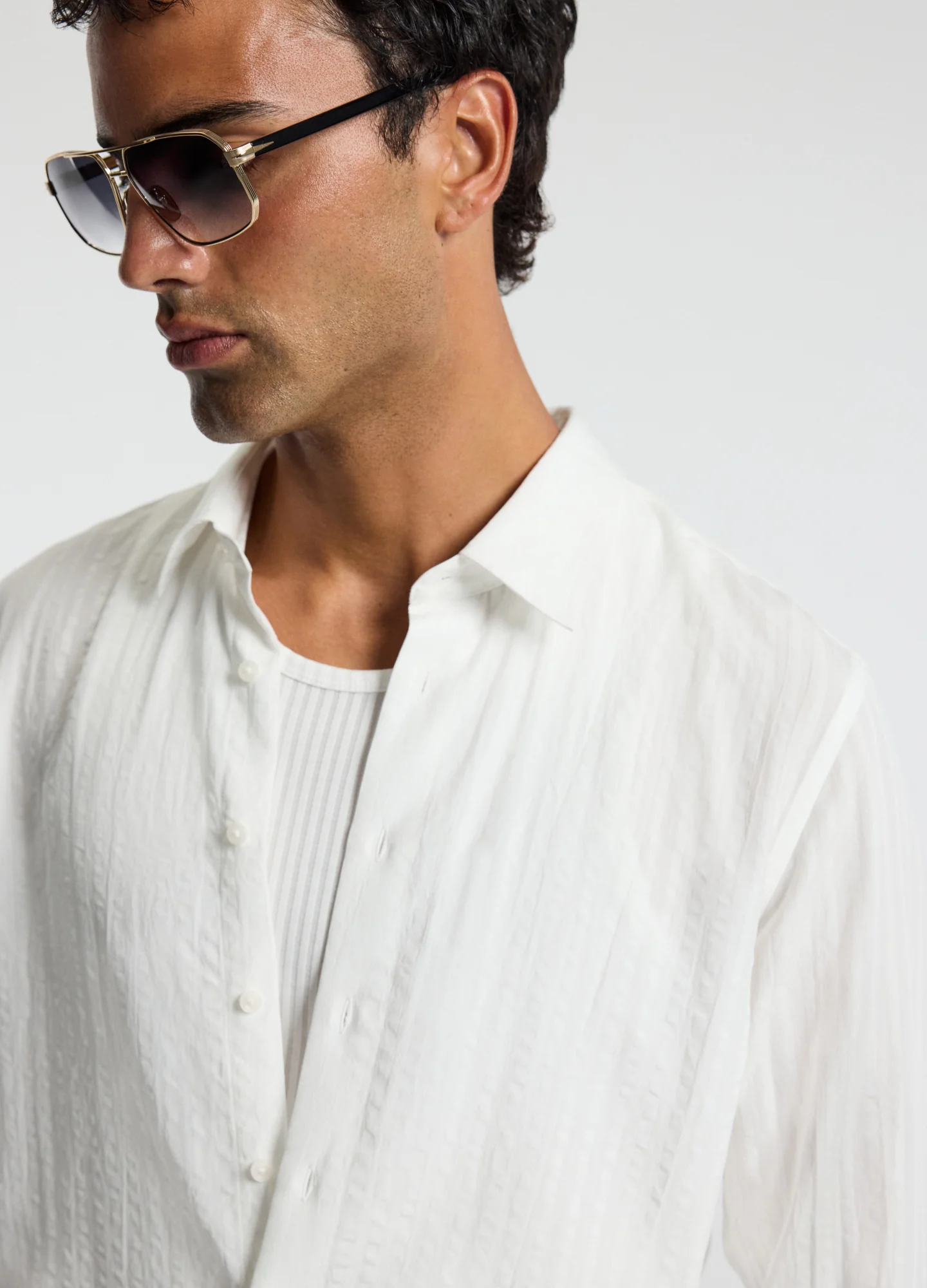 Seersucker Textured Shirt White - Image 4