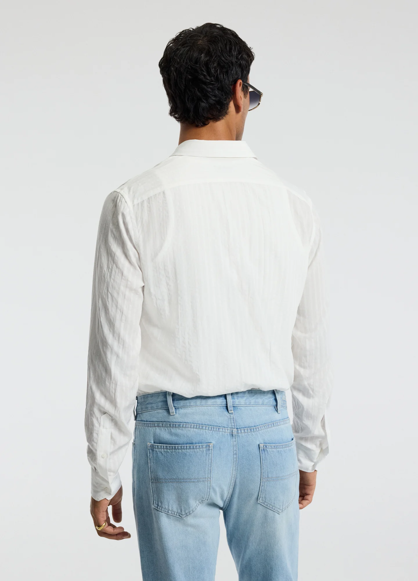 Seersucker Textured Shirt White - Image 5