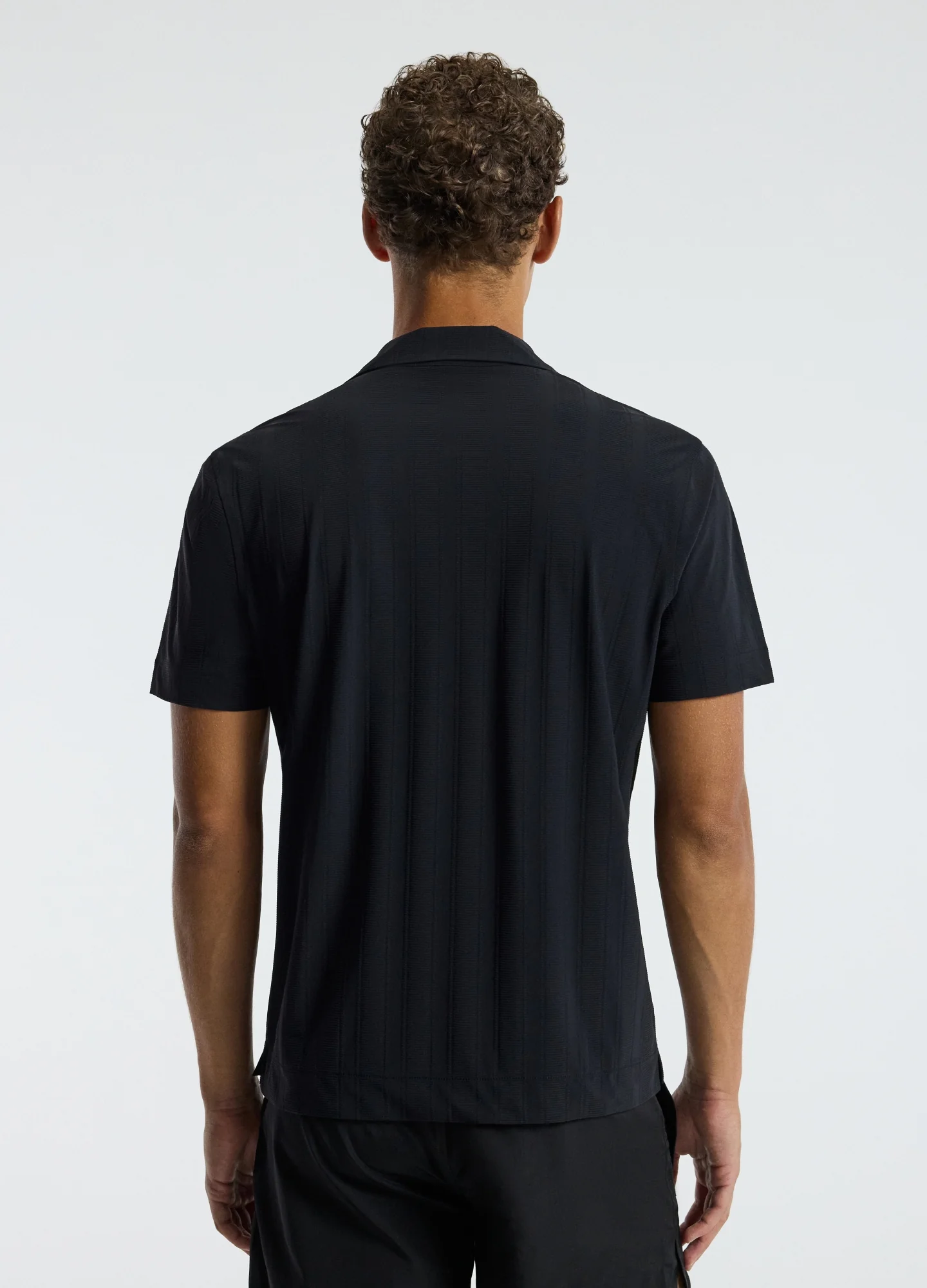Self Stripe Cuban Collar Shirt Black - Image 5
