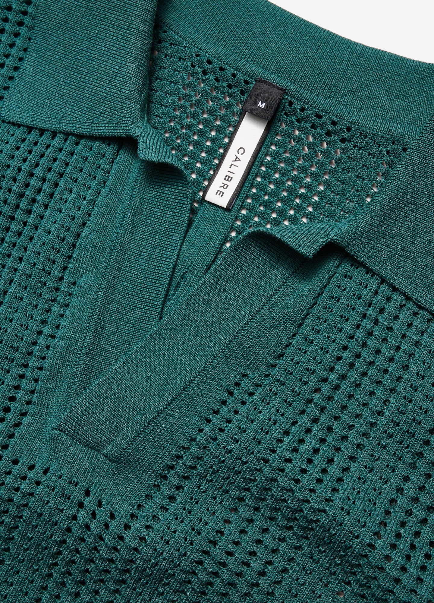 Self Stripe Mesh Knit Polo Jade - Image 6