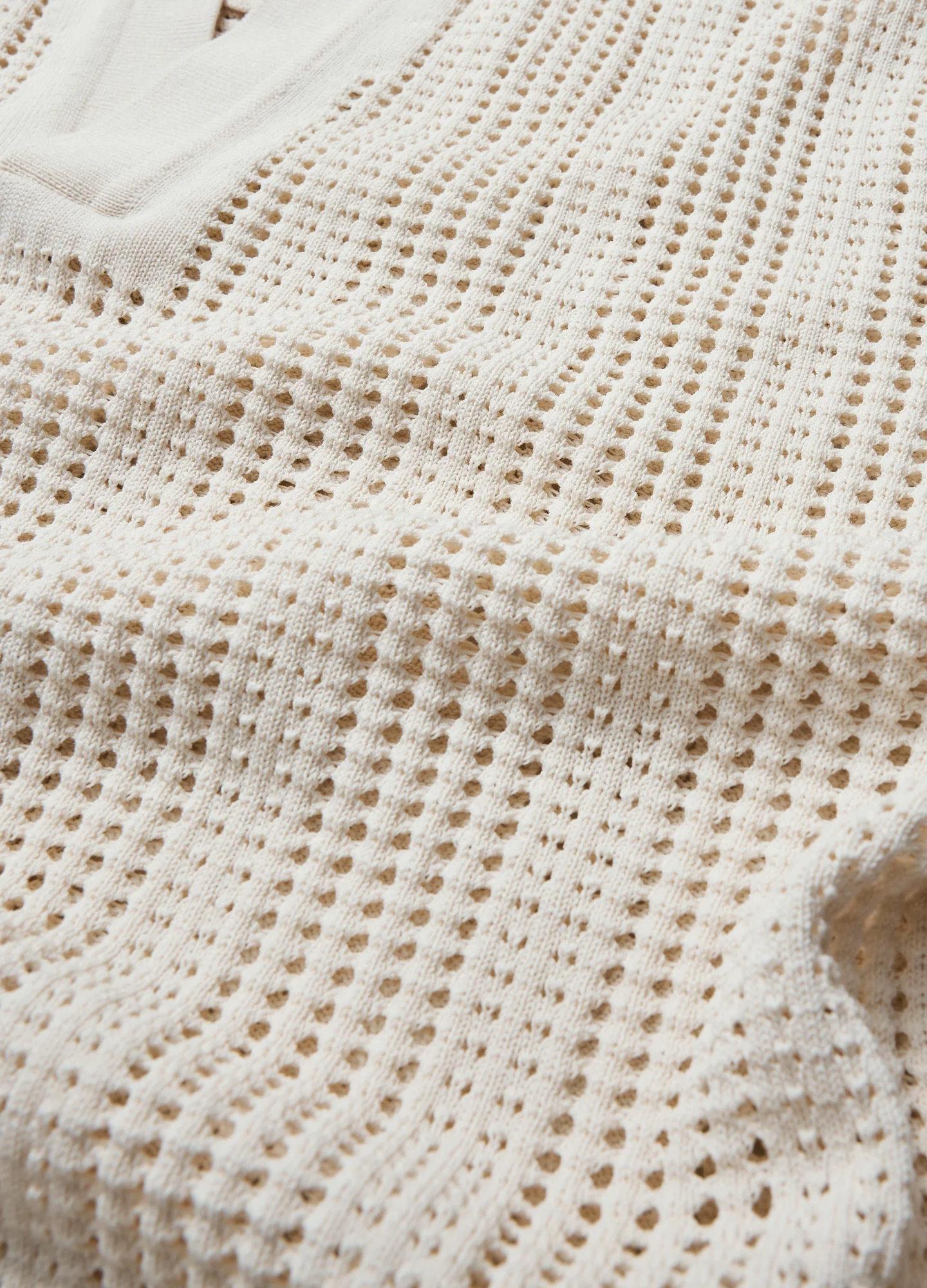 Self Stripe Mesh Knit Polo Wheat - Image 6