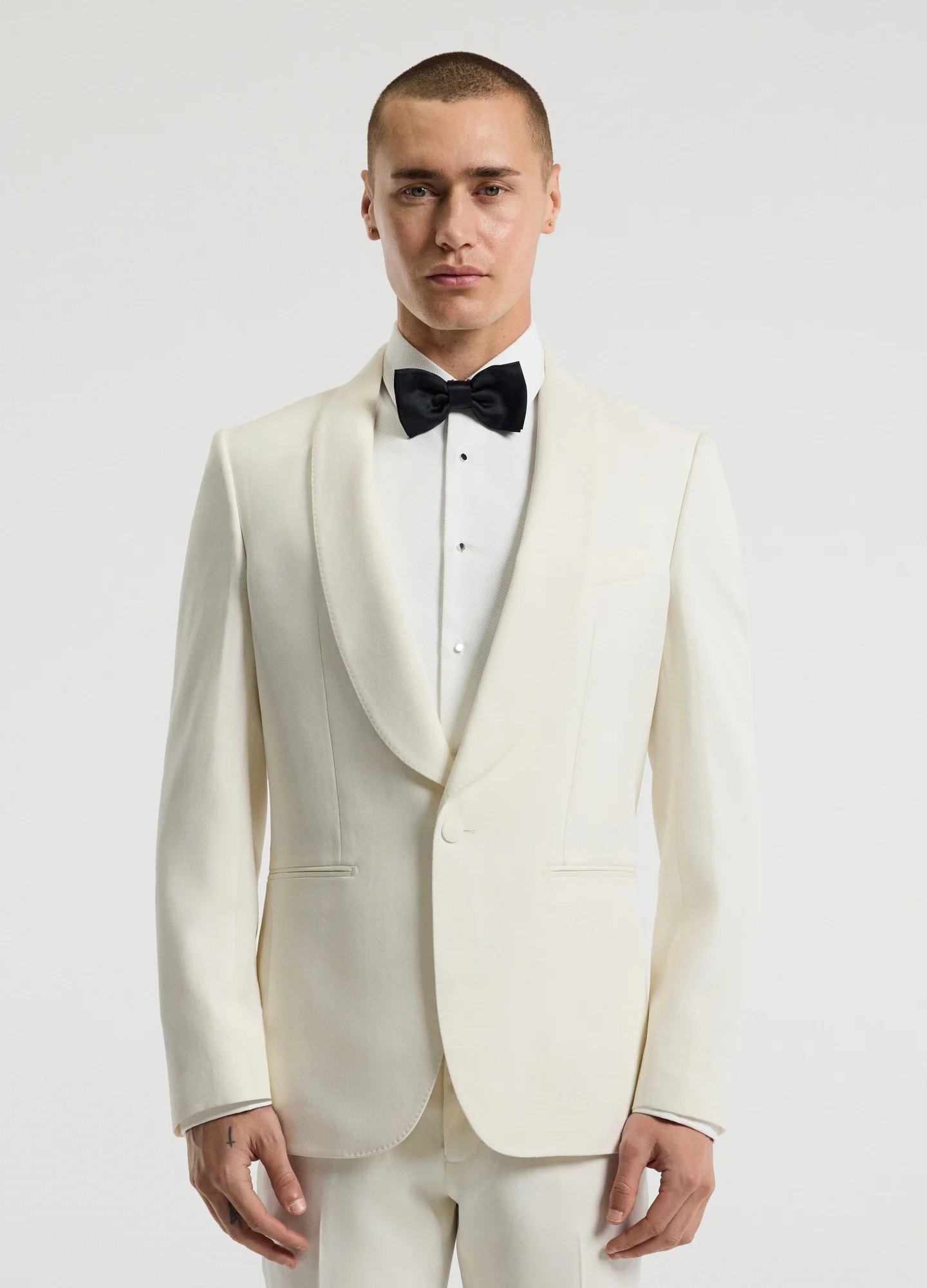 Shawl Collar Tuxedo Jacket Ivory - Image 3