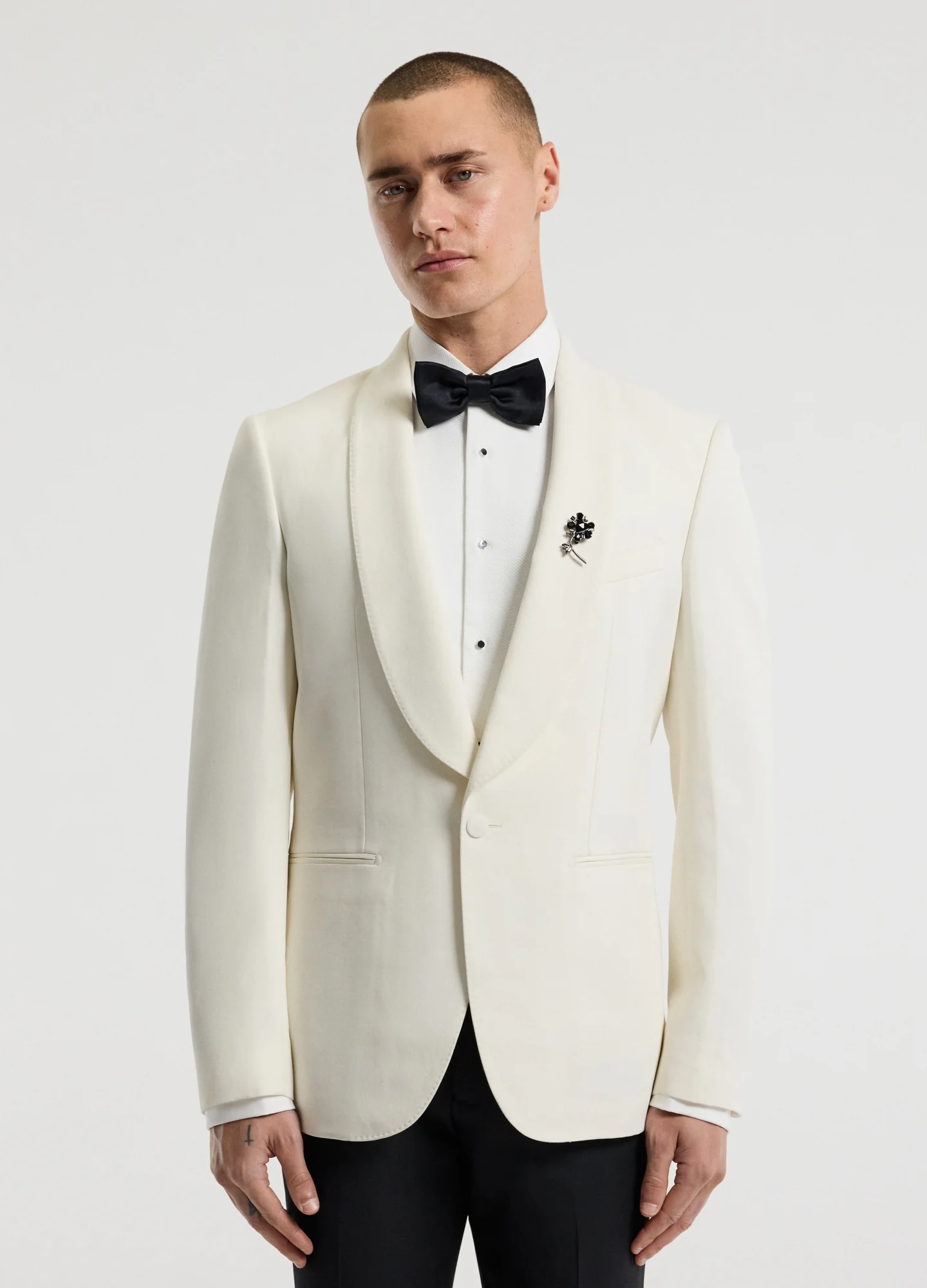 Shawl Collar Tuxedo Jacket Ivory - Image 8