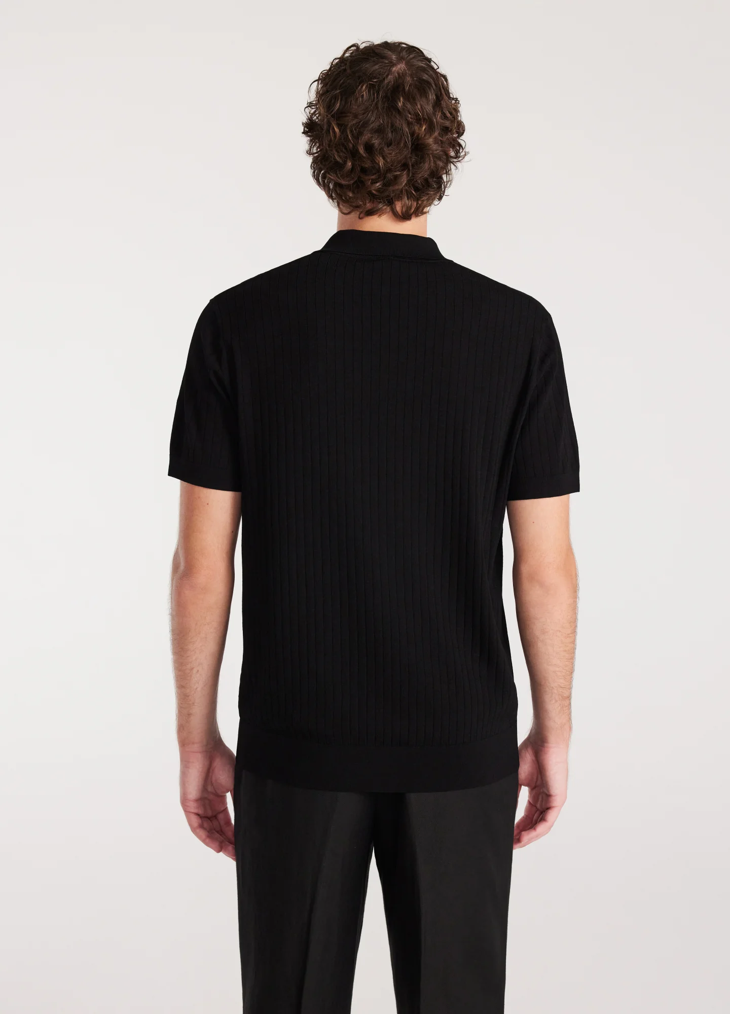 Sheer Stripe Polo Black - Image 5