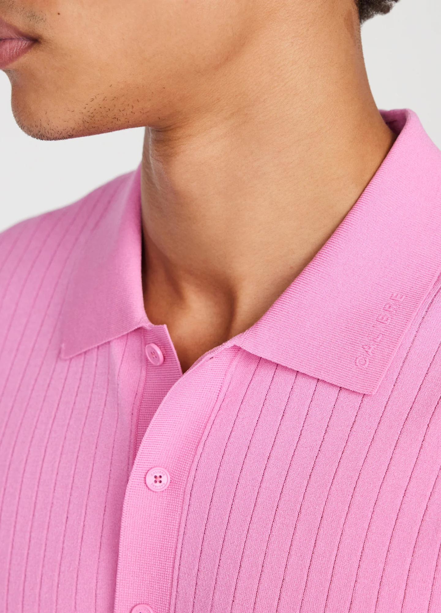 Sheer Stripe Polo Ultra Pink - Image 4