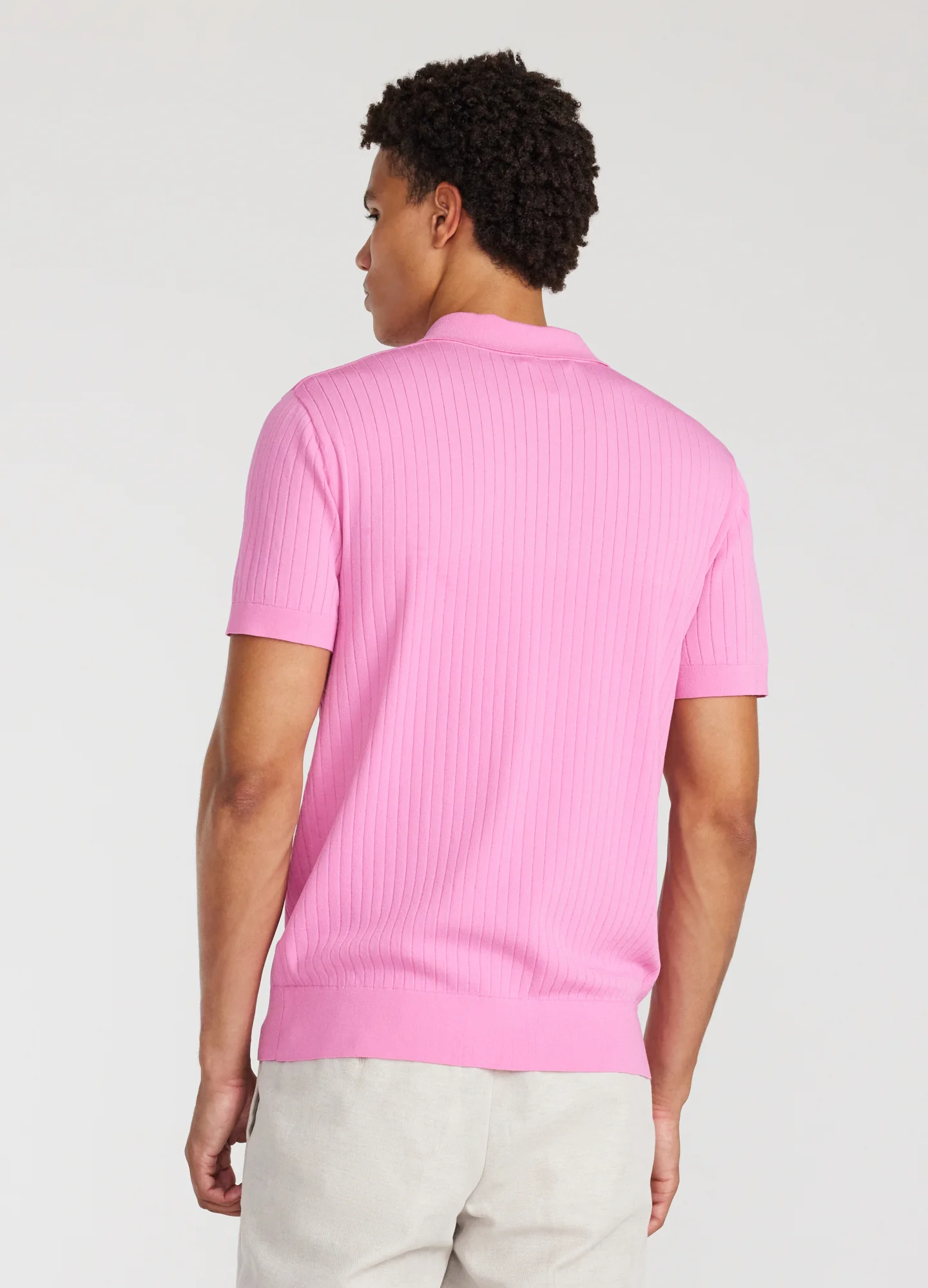 Sheer Stripe Polo Ultra Pink - Image 5