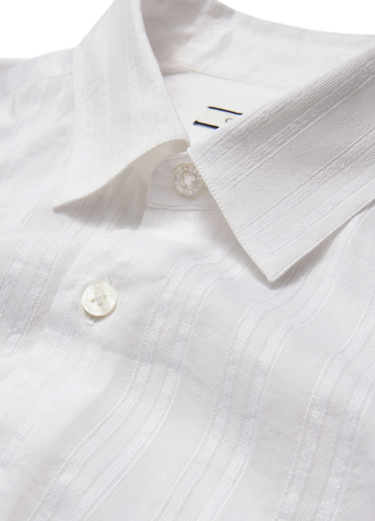 Sheer Striped Short Sleeve Shirt White - Image 6