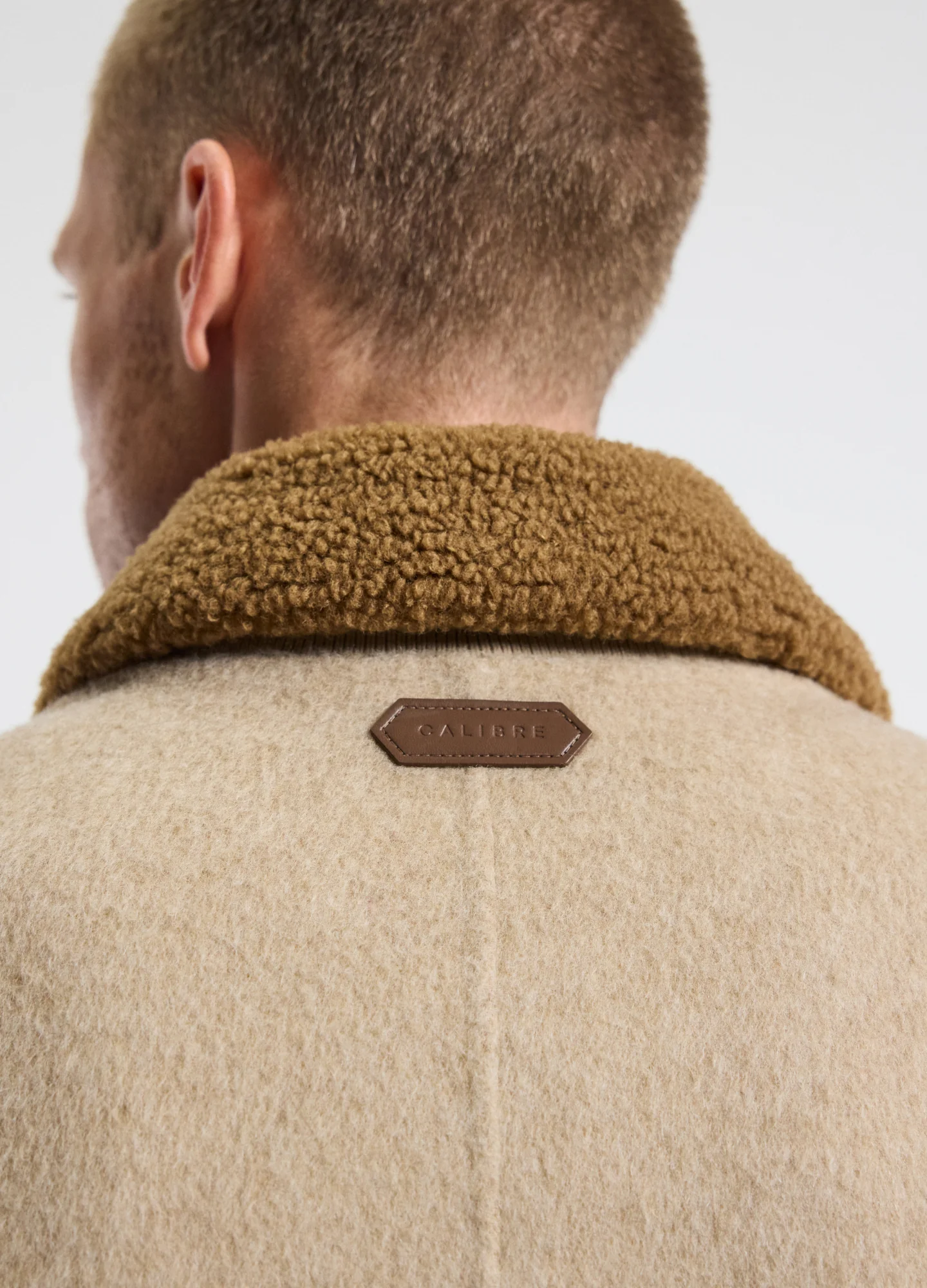 Sherpa Collar Wool Bomber Jacket Neutral - Image 5