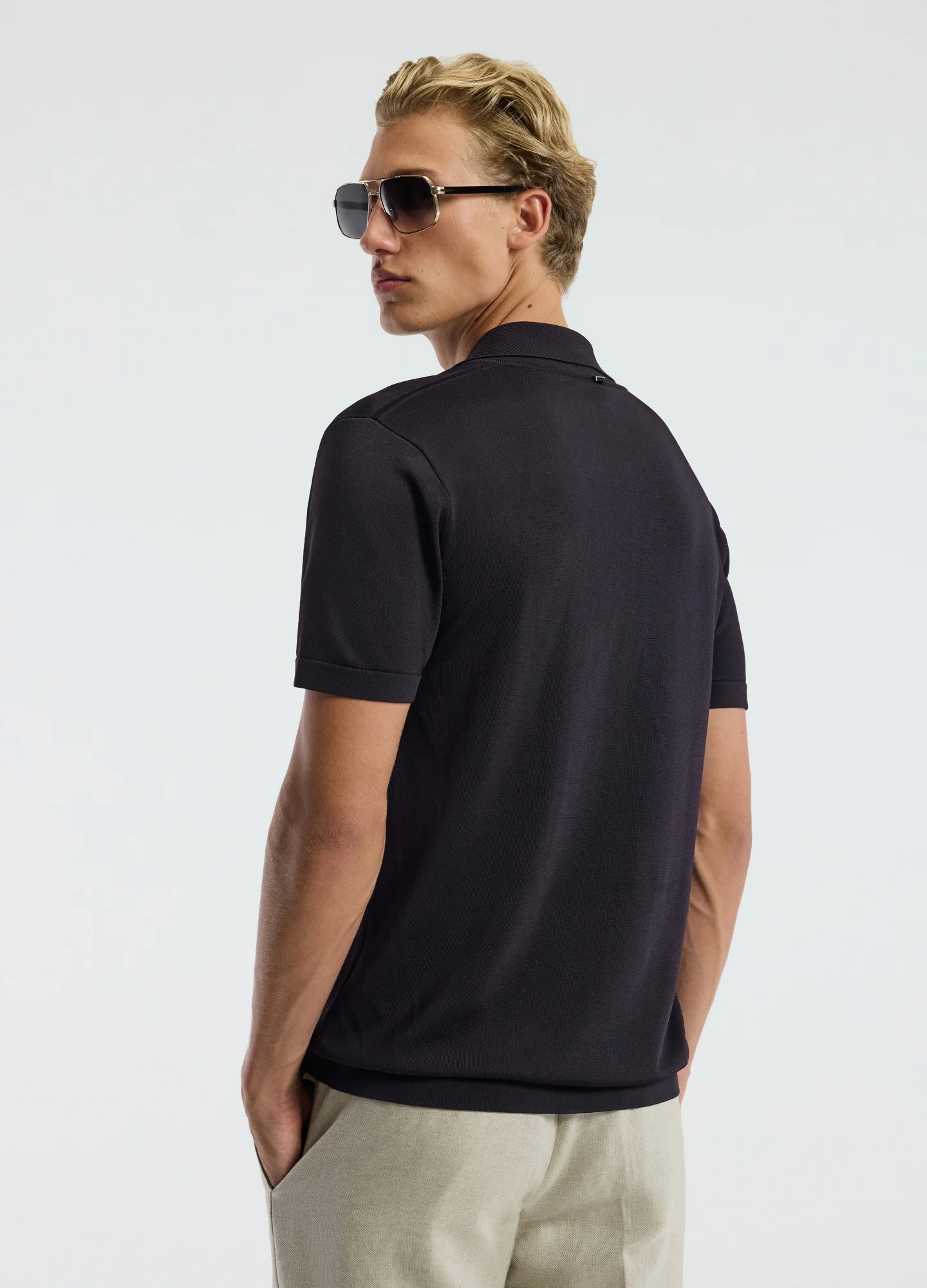 Shiny Rayon Polo Currant - Image 5