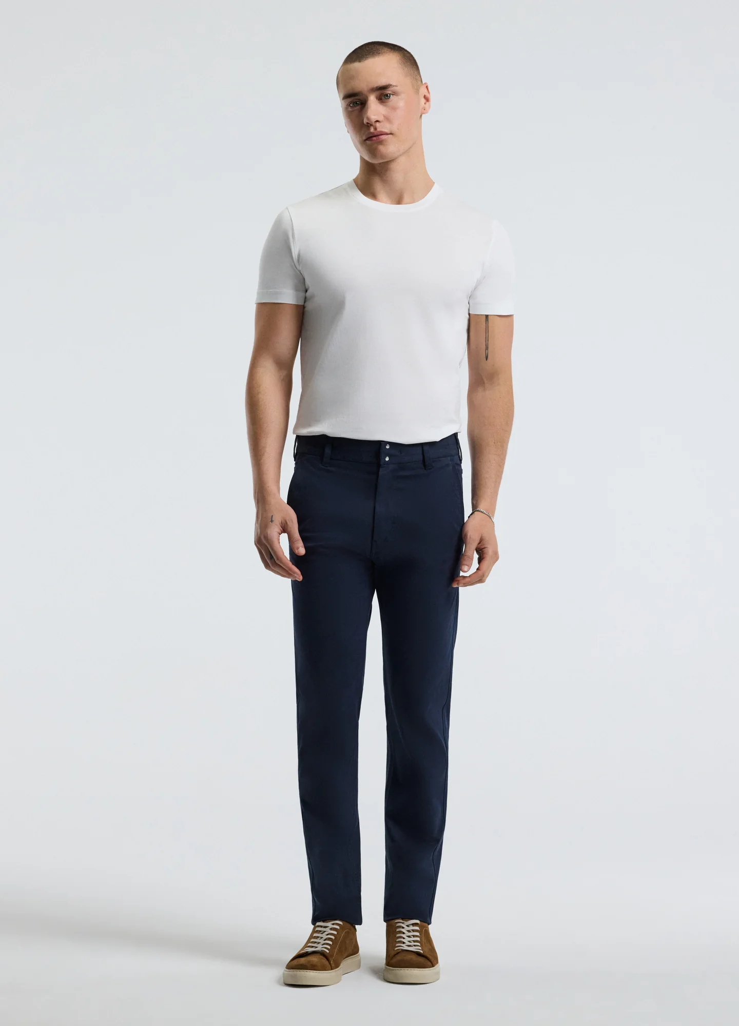 Slim Cotton Lyocell Chino Pants Navy - Image 2