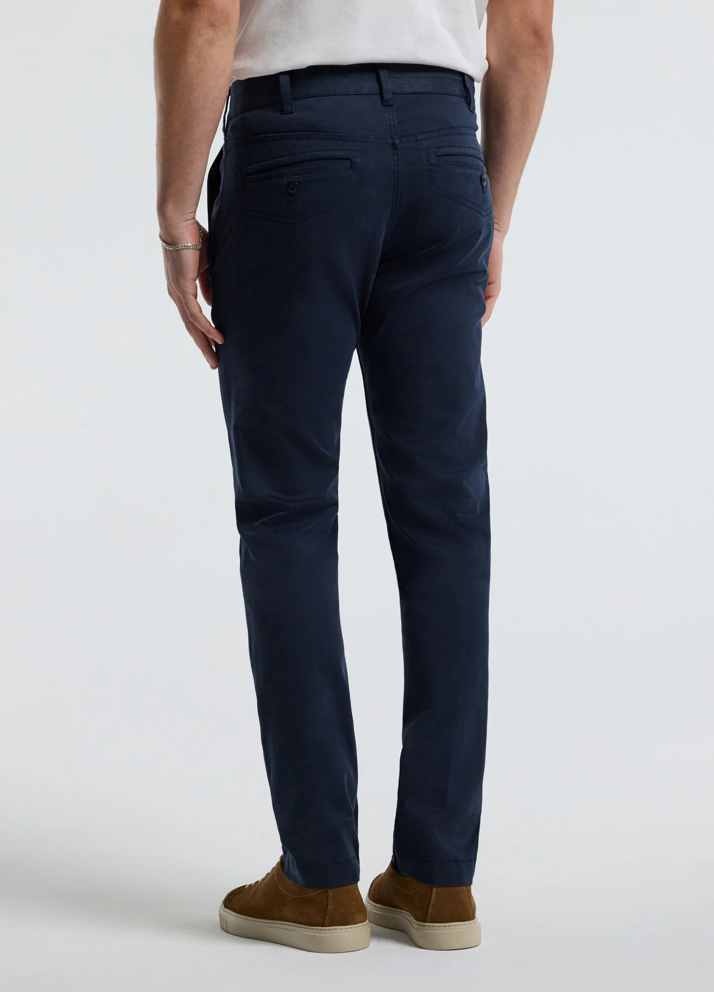 Slim Cotton Lyocell Chino Pants Navy - Image 5