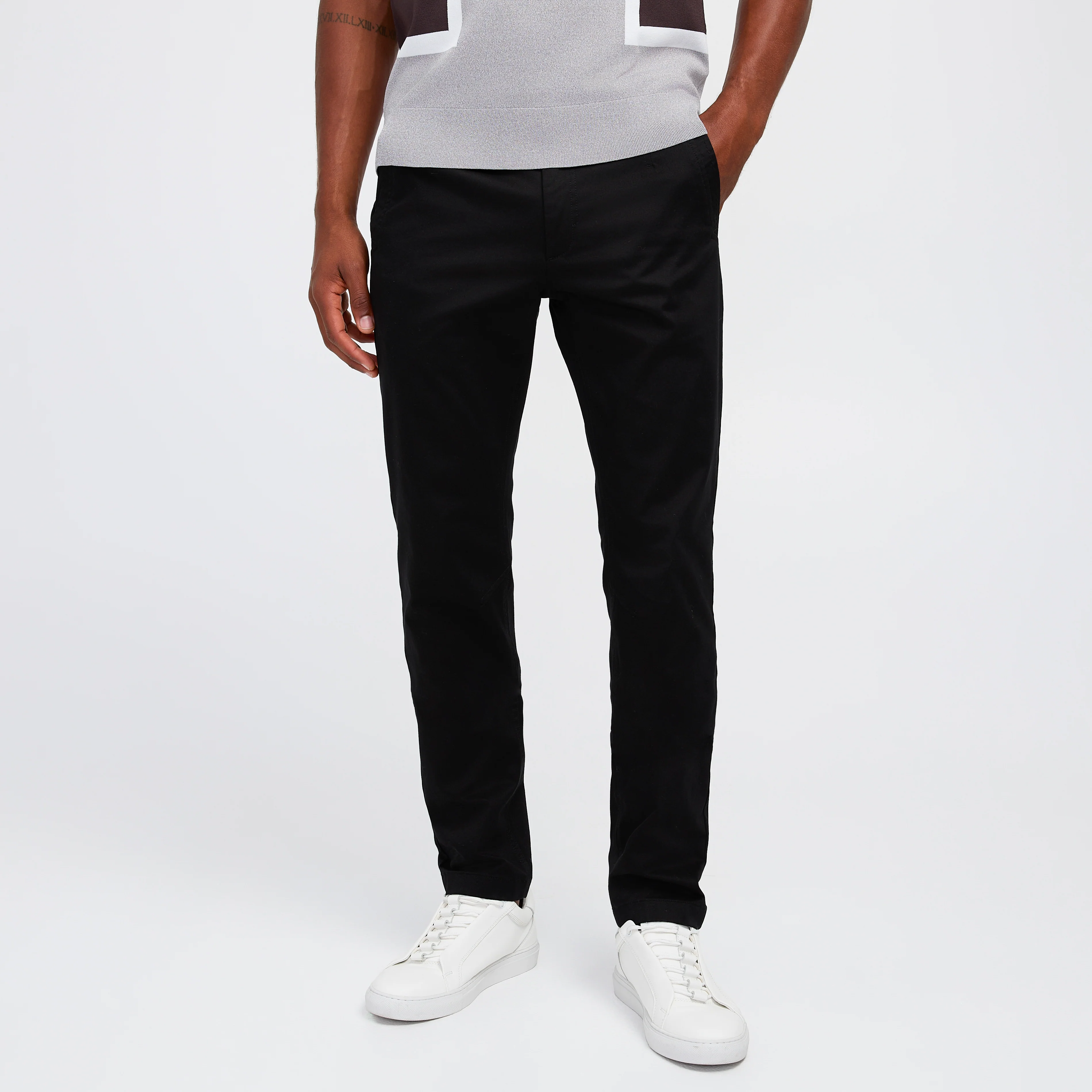 Slim Fit Cotton Stretch Chinos Black - Image 3