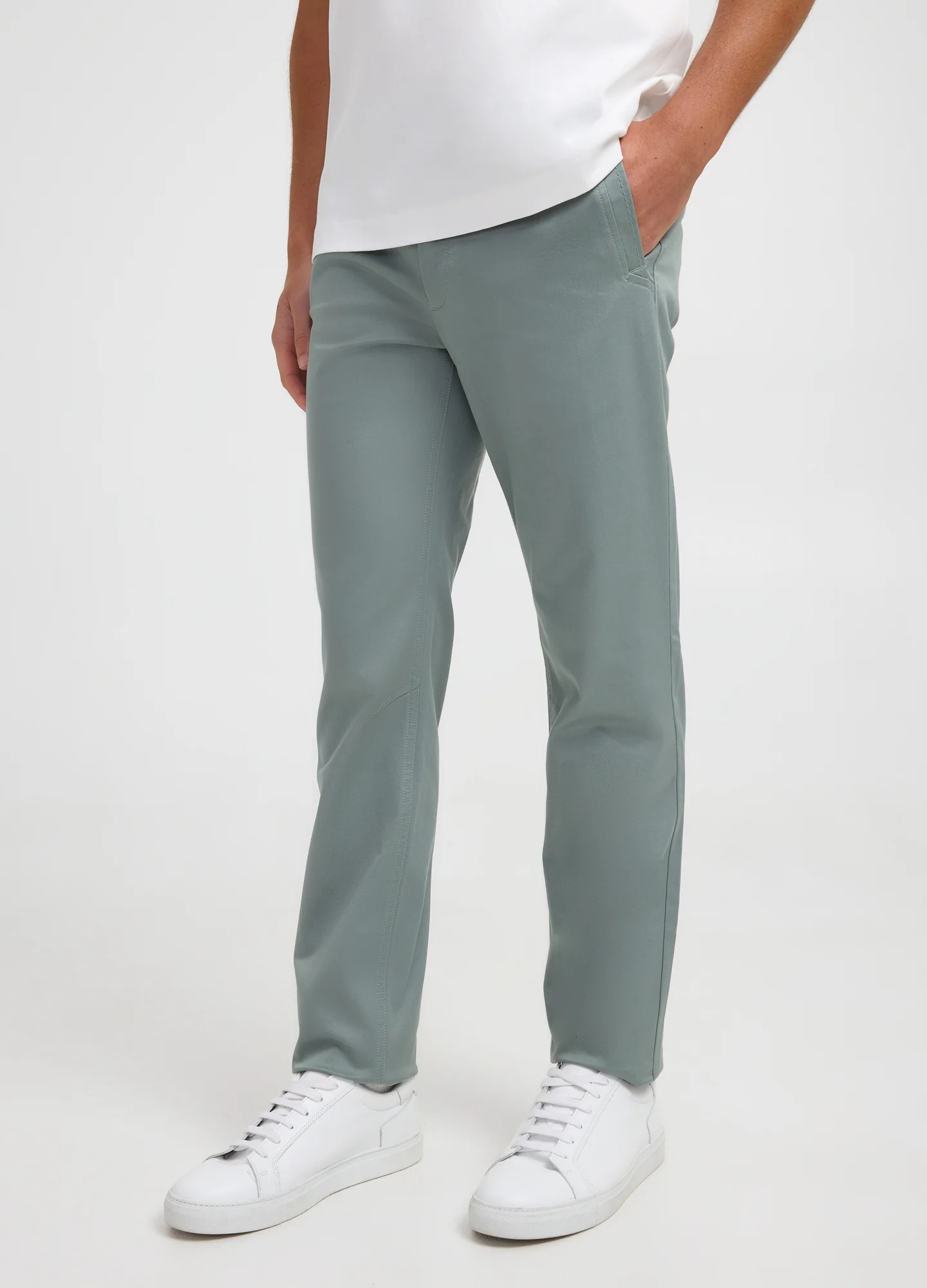 Slim Fit Cotton Stretch Chinos Sage - Image 3