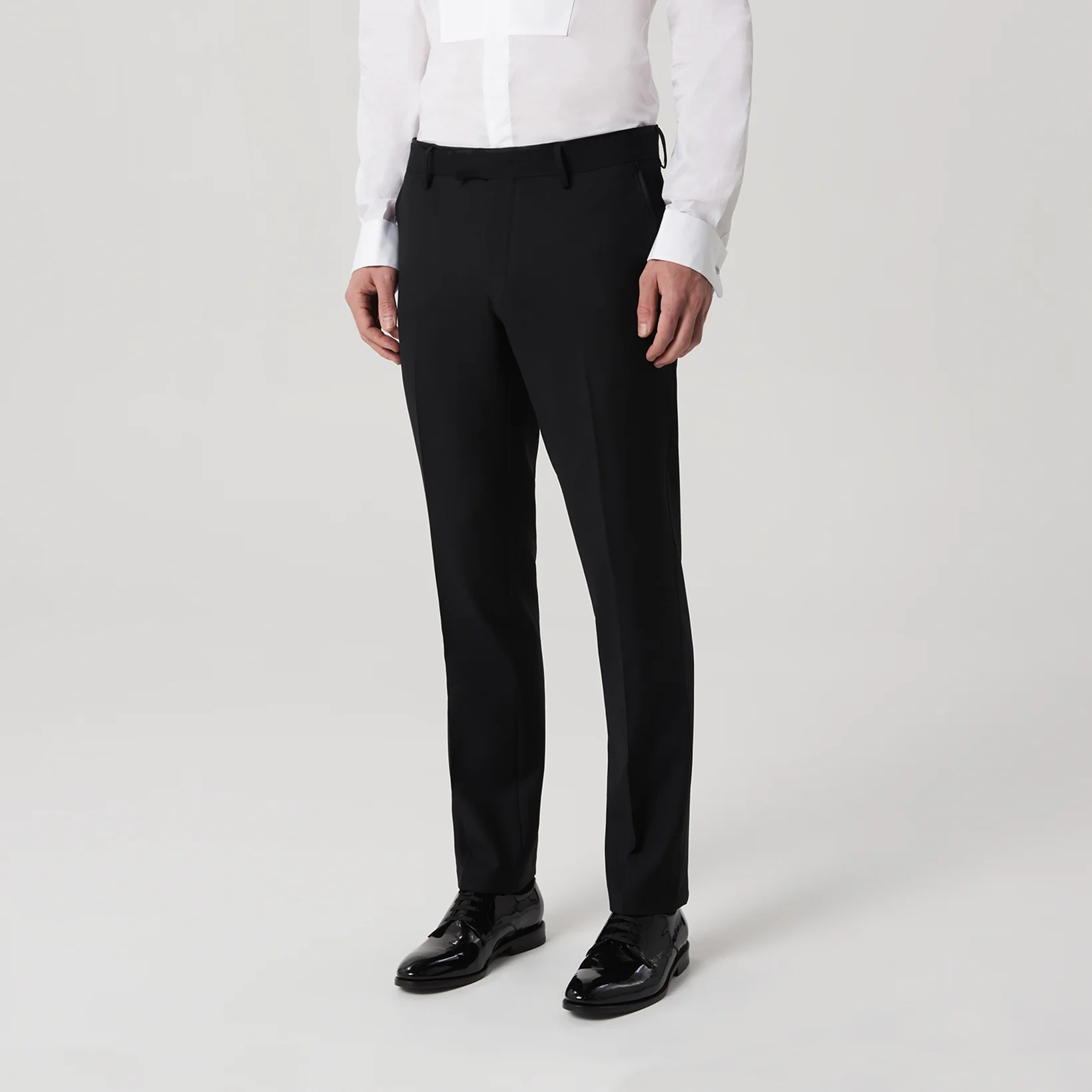 Slim-Fit Pure Wool Evening Pant Black - Image 3