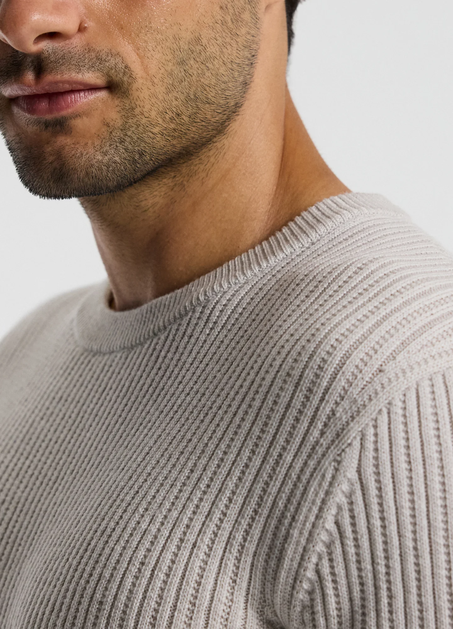 Slim Merino Wool Rib Sweater Salt - Image 4