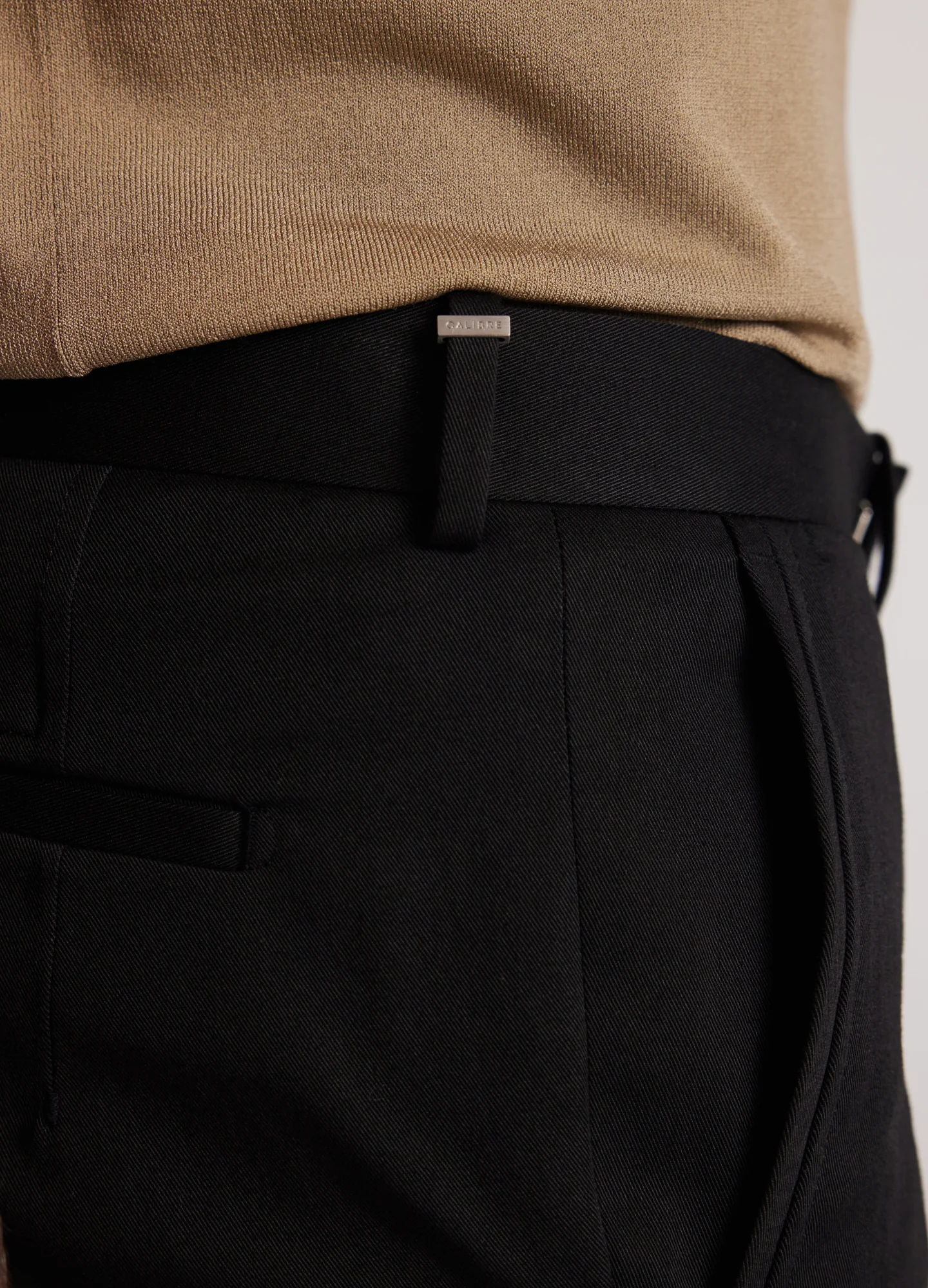 Slim Stretch Mercerised Cotton Pants Black - Image 4